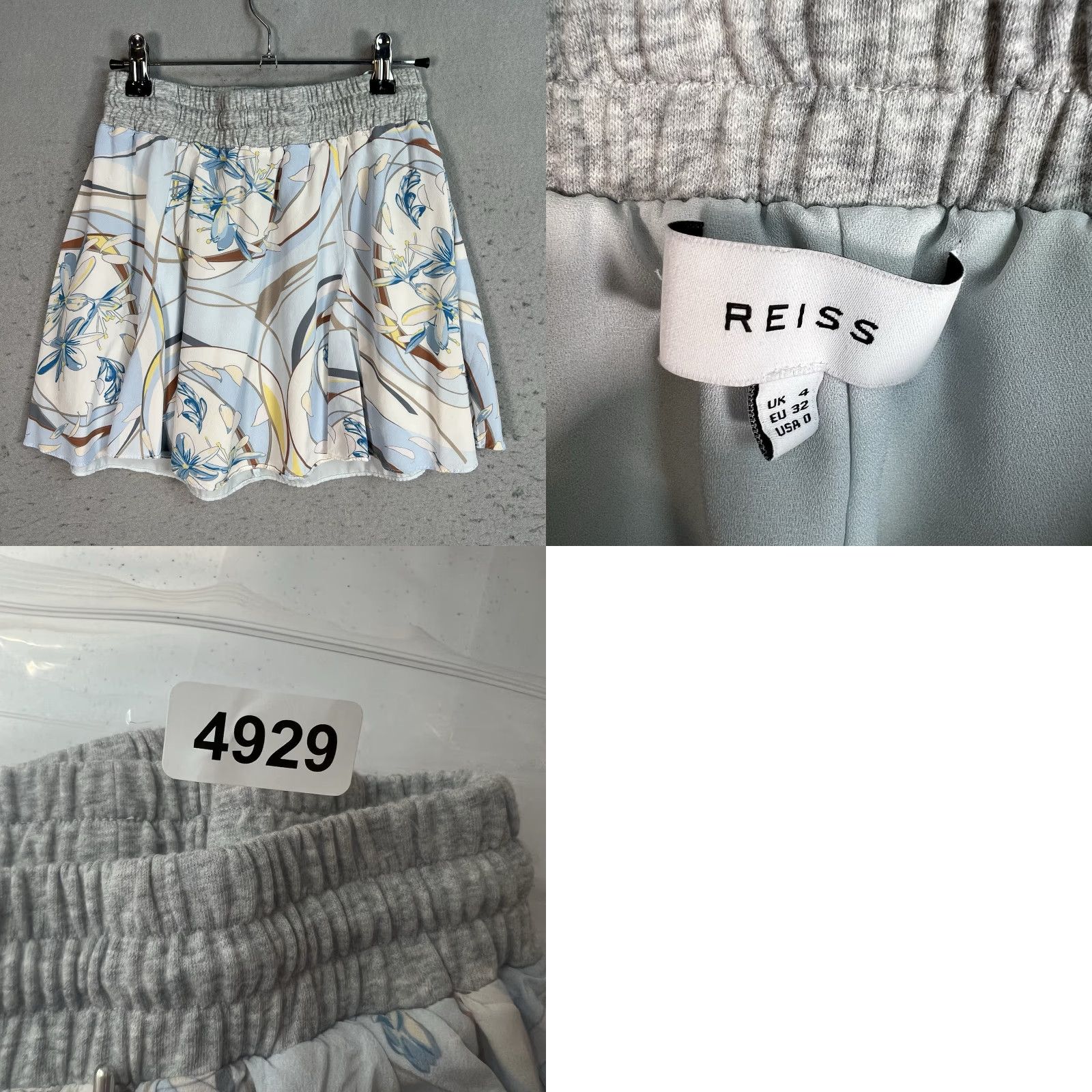 Reiss Reiss Womens Skirt Yasmine Swirl Print Flip Blue/Gray Fully Lined Size 0 Size 25" / US 0 / IT 36 - 8 Thumbnail