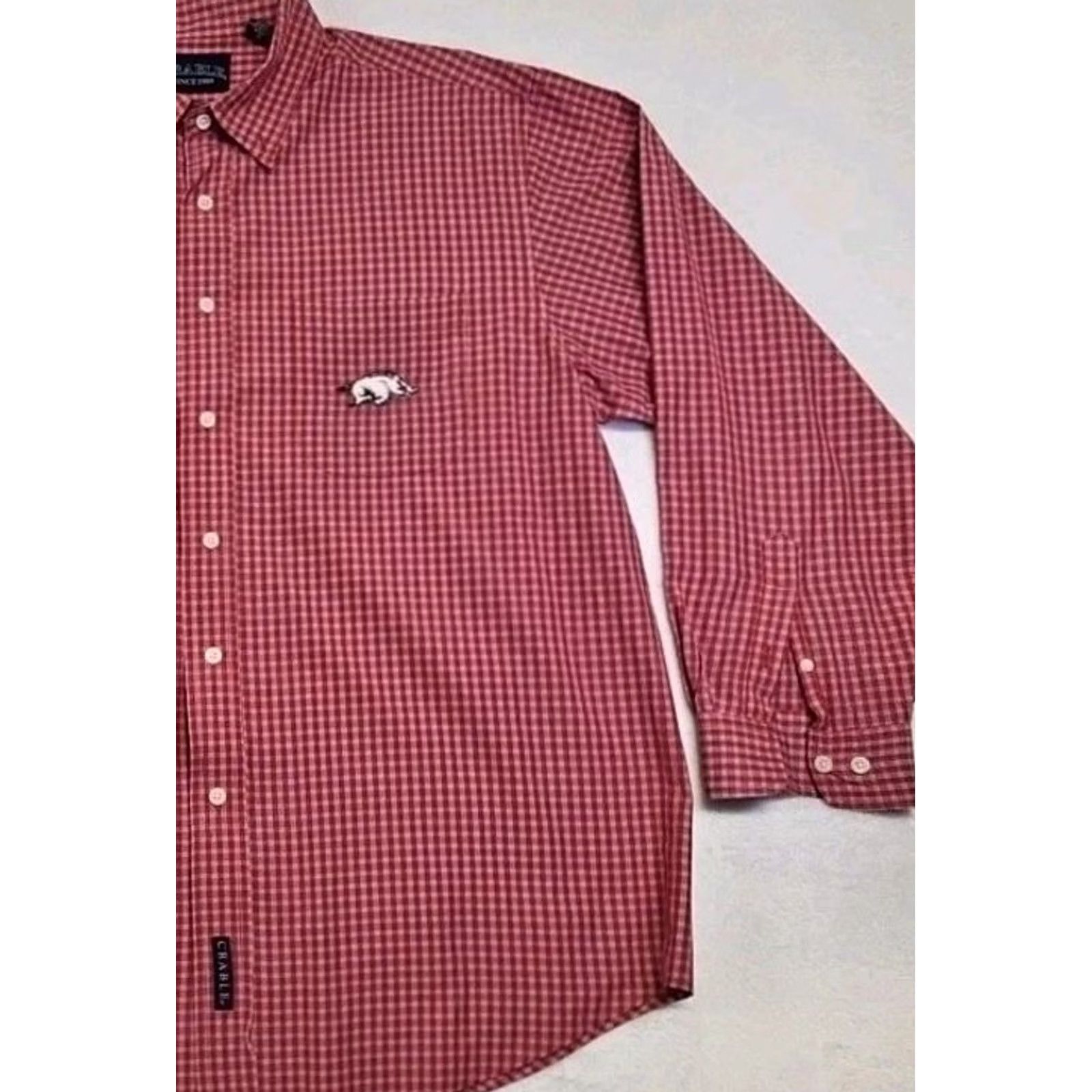 Vintage Arkansas Razorbacks Shirt Mens XL Red Gingham Check Button Down SEC College Size US XL / EU 56 / 4 - 3 Thumbnail