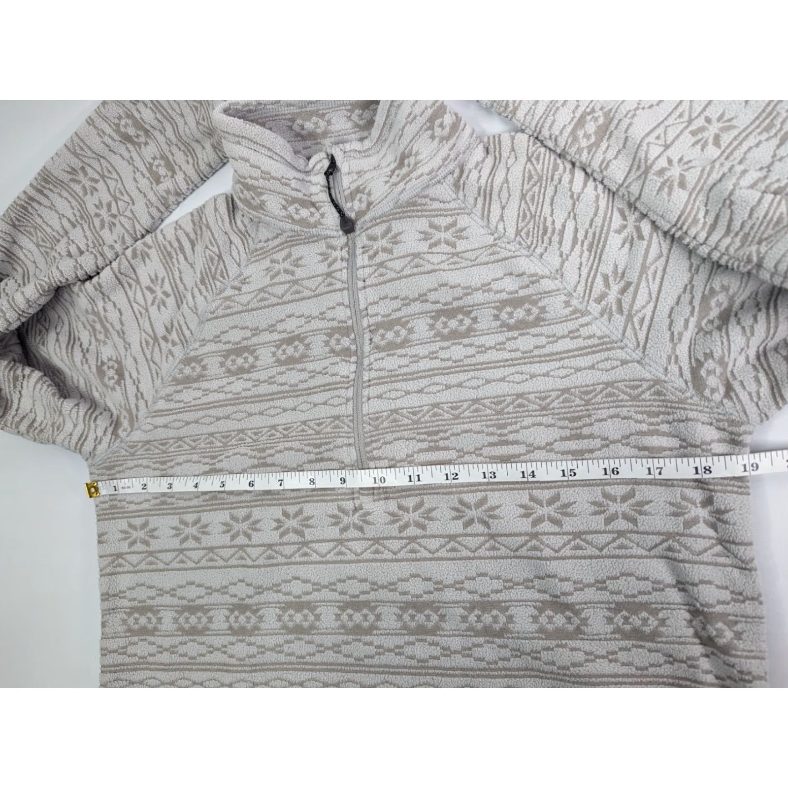Eddie Bauer Eddie Bauer Sweater Women's Medium White Aztec Fair Isle Print 1/4 Zip Pullover Size M / US 6-8 / IT 42-44 - 5 Thumbnail