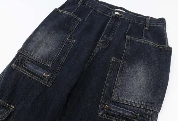 VIBE Vintage washed wide-leg straight-leg raw edge jeans Size US 32 / EU 48 - 3 Thumbnail