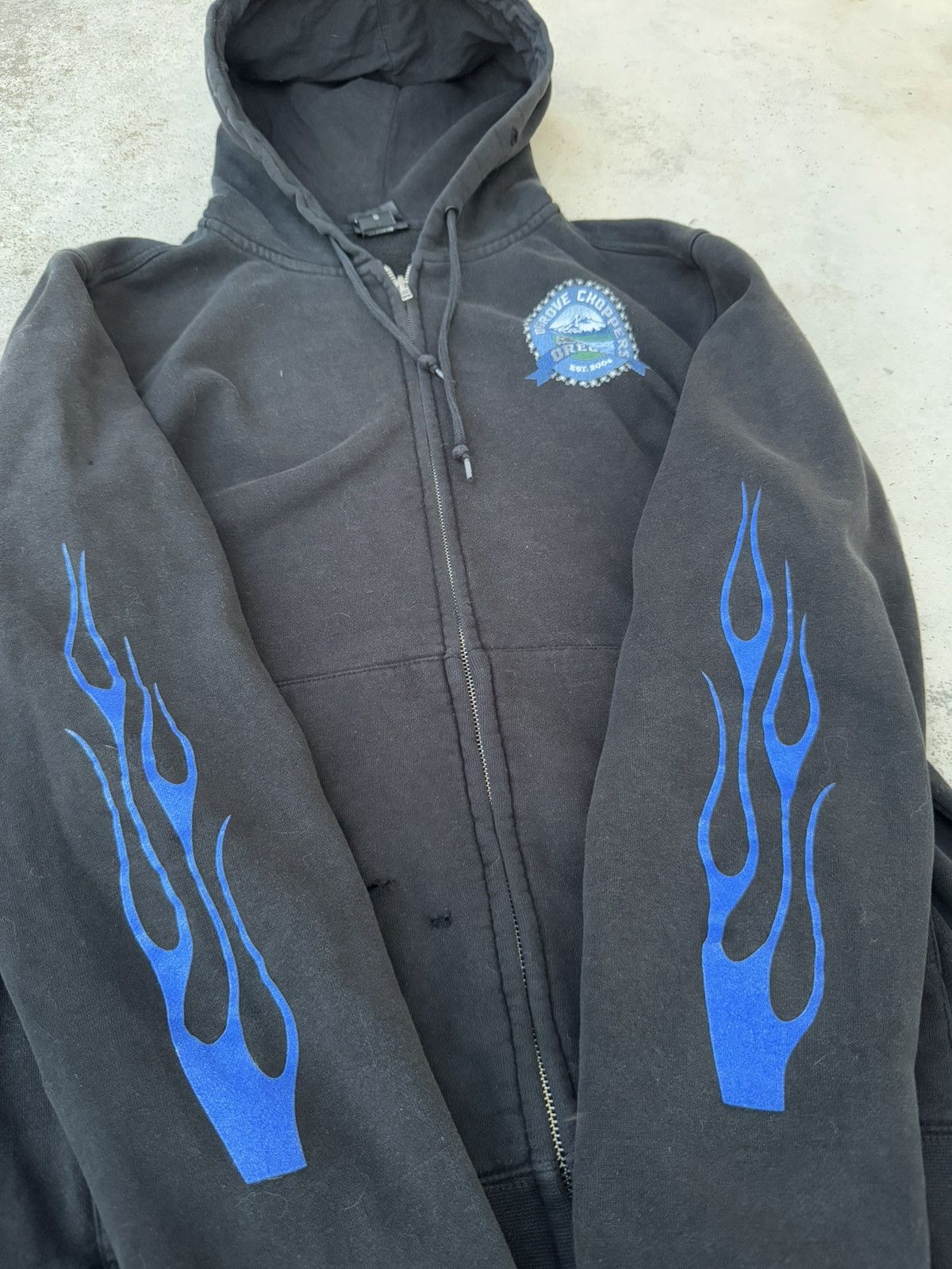 Harley Davidson Distressed Vintage Harley Davidson Styled Flames Fire Hoodie Size US S / EU 44-46 / 1 - 7 Thumbnail