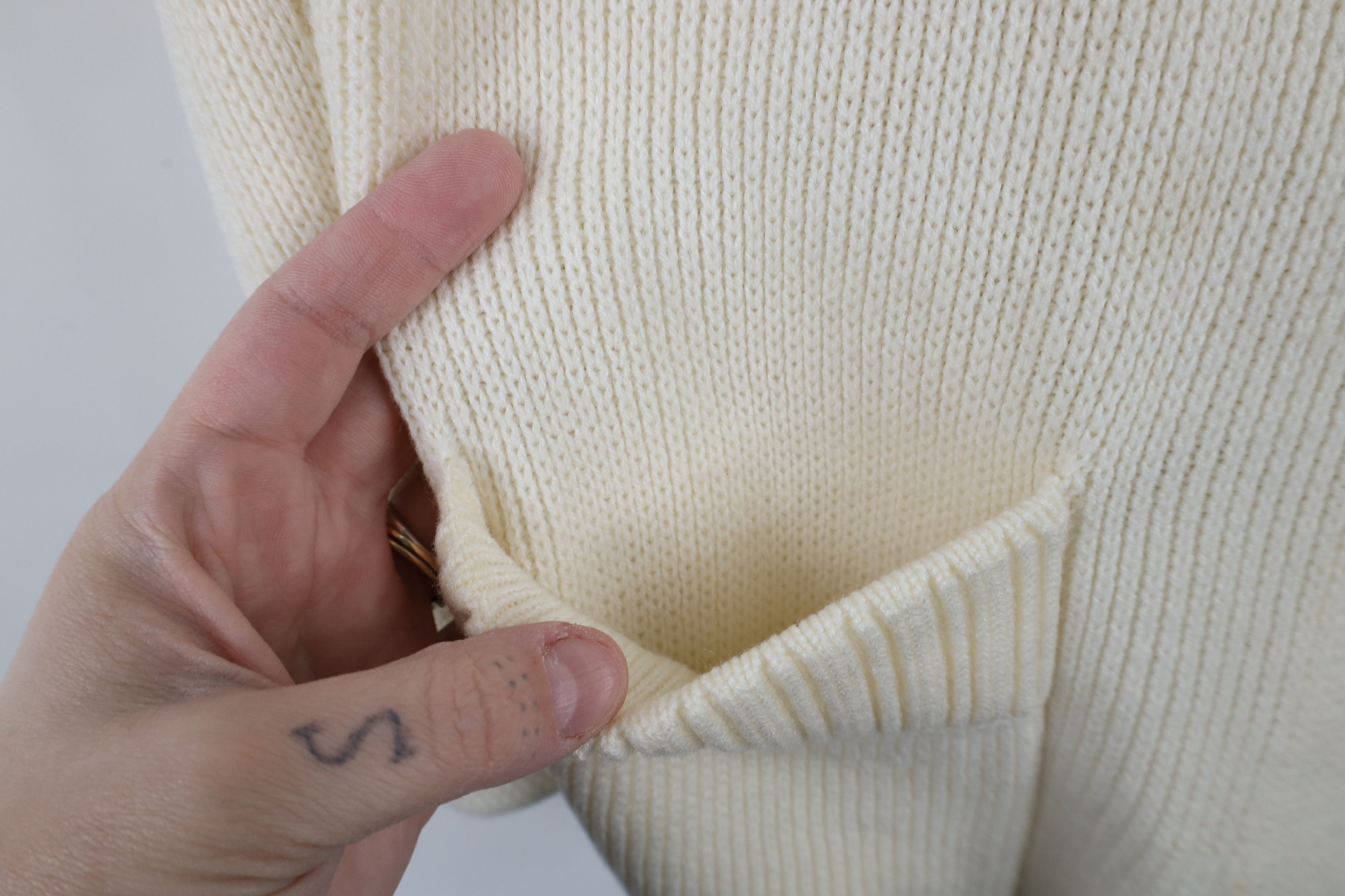 Vintage Vintage 60s 70s Streetwear Knit Cardigan Sweater Cream Size XL / US 12-14 / IT 48-50 - 8 Thumbnail