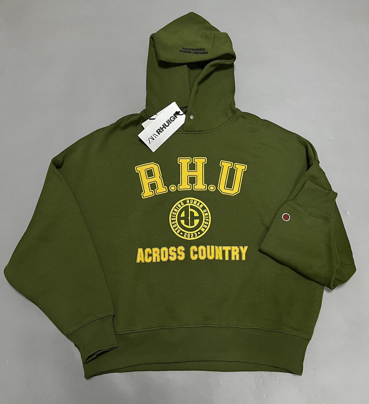 image of Rhude x Zara Hoodie Sweatshirt New Size L (Large) in Green, Men's
