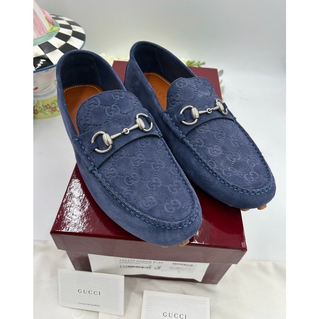 Gucci Gucci GG embossed suede driver loafers size 10 fits  display picture 1