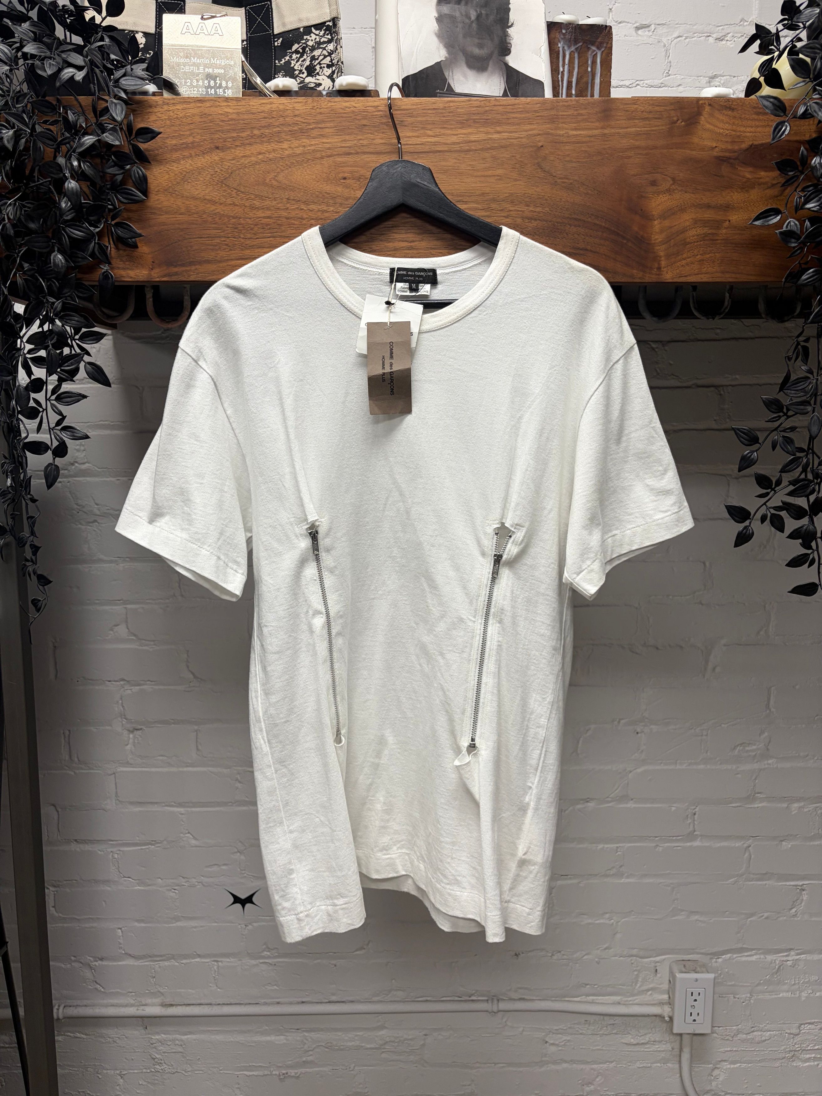 Comme des Garcons 2014 Comme Des Garçons Homme Plus ‘Double Zip’ White Cotton T-Shirt Size US M / EU 48-50 / 2 - 1 Thumbnail