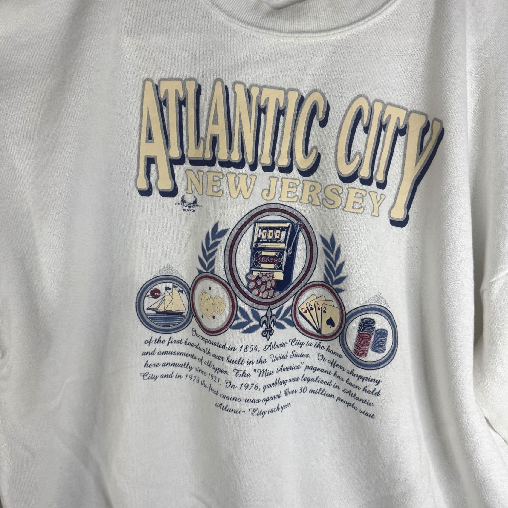 Jerzees VINTAGE Jerzees Sweatshirt Mens XL White Atlantic City New Jersey USA 90s Size US XL / EU 56 / 4 - 6 Thumbnail