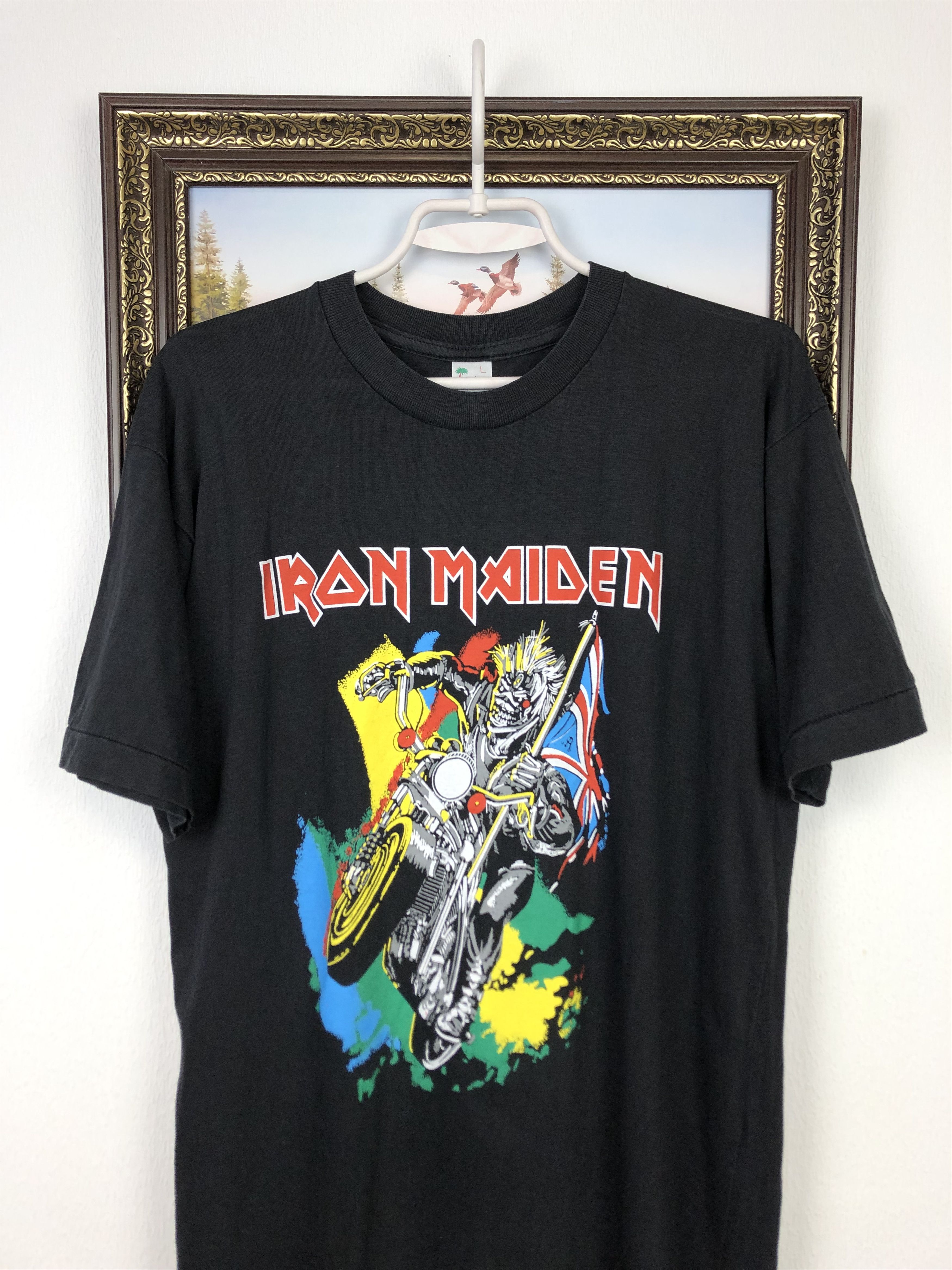 Vintage Vintage 80's Iron Maiden Band Shirt Over Print Tee Mens Rare Size US M / EU 48-50 / 2 - 2 Thumbnail