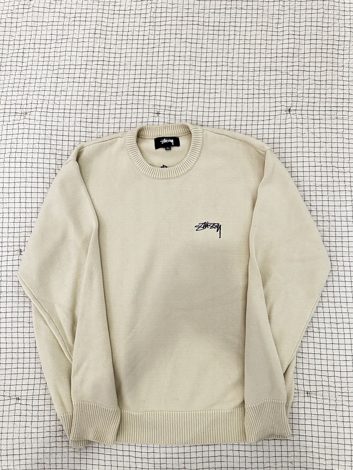 Stussy Stussy Knitted Sweater 117140 Care Label (NATURAL) Size US L / EU 52-54 / 3 - 6 Thumbnail