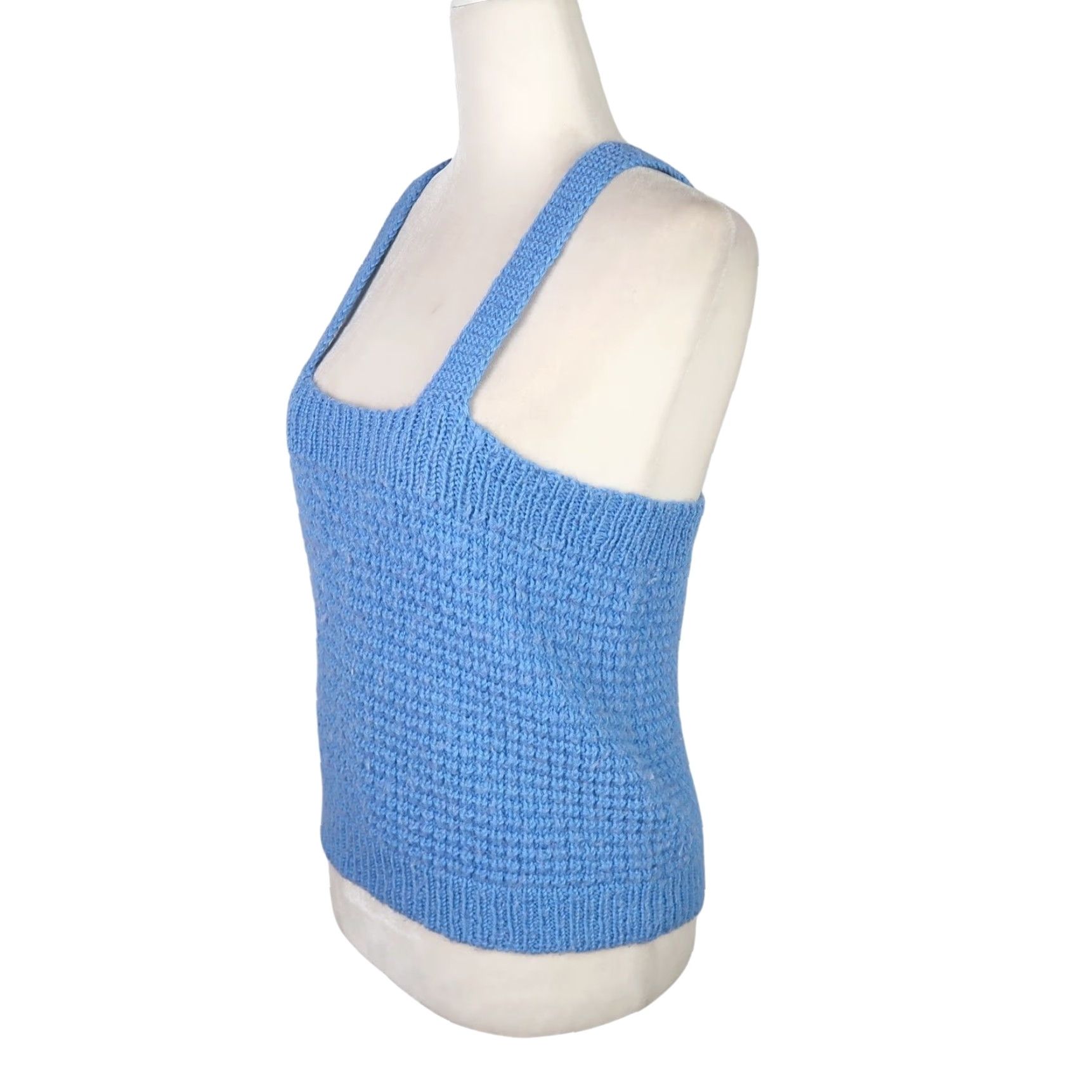 Vintage VINTAGE blue wool knit vest tank top S Wool Knit Sleeveless Square Neck Women 80s Casual Vest Size S / US 4 / IT 40 - 3 Thumbnail