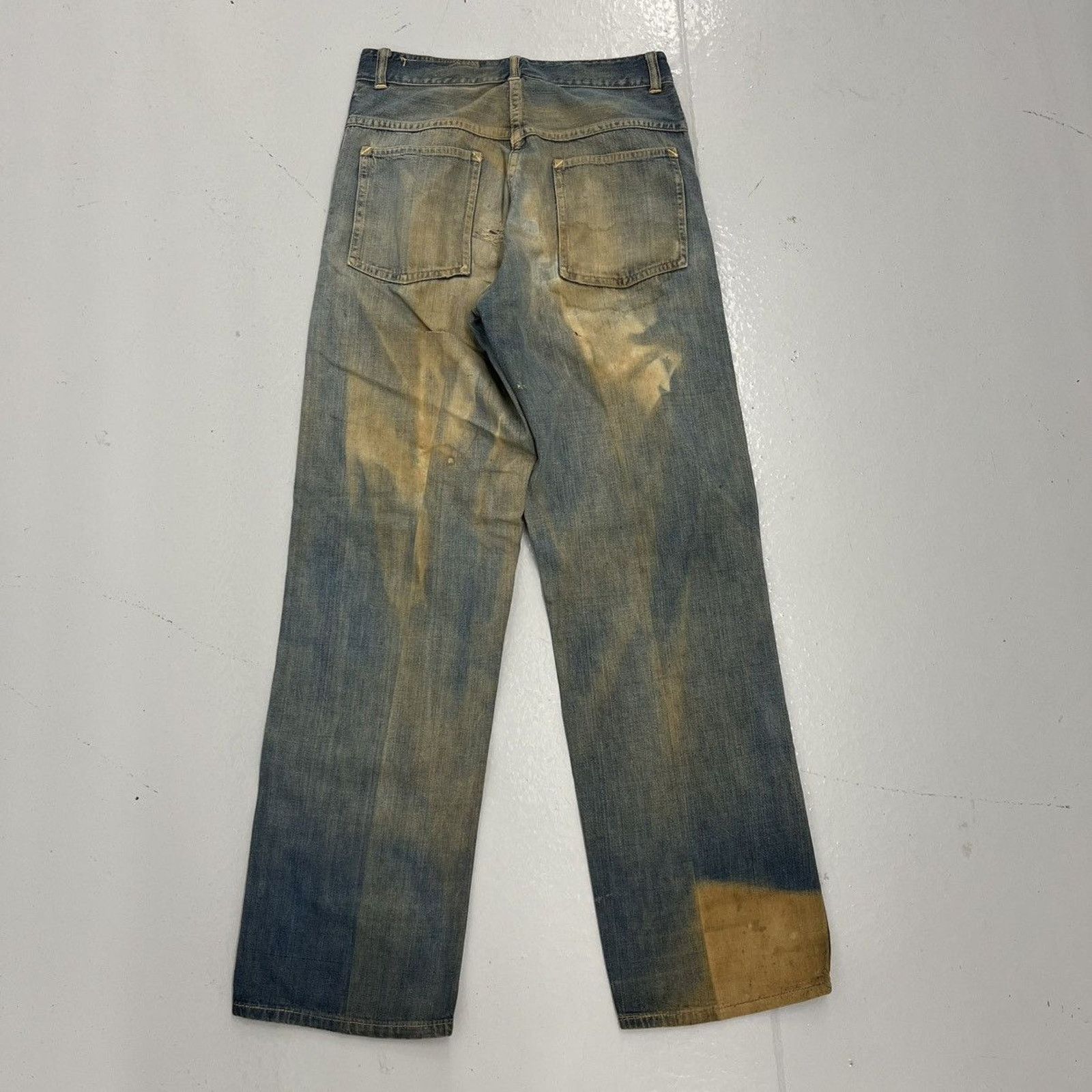 Other Vintage 50s Crown Blue Donut Buttonfly Jeans 27x30 Size 27" / US 4 / IT 40 - 3 Thumbnail
