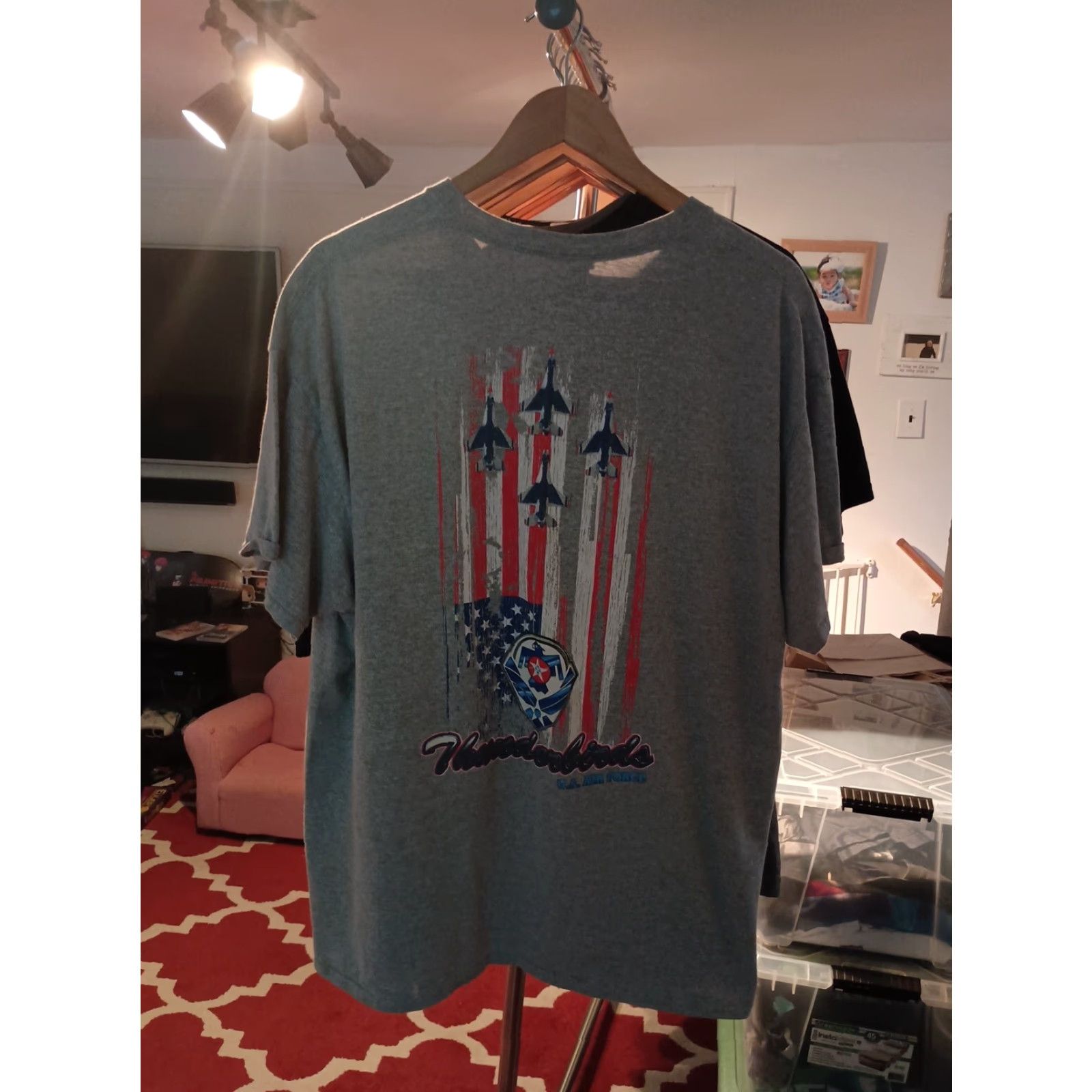 Gildan VINTAGE Thunderbirds US Air Force T-shirt XL Gray USA Military Jets Mens Size US XL / EU 56 / 4 - 3 Thumbnail