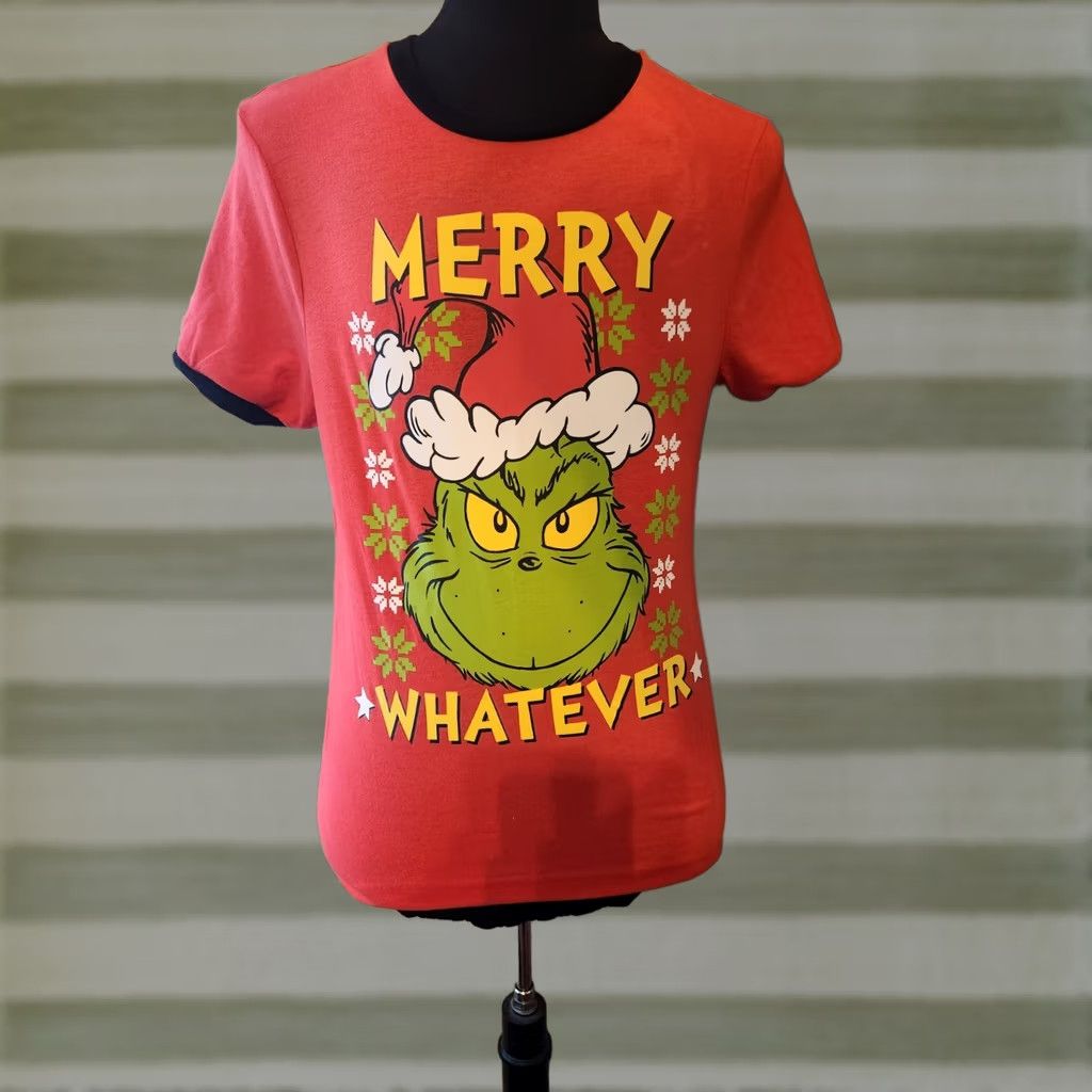 Vintage Dr Seuss The Grinch Merry Whatever Short Sleeve Red Graphic T-Shirt Mens S Size US S / EU 44-46 / 1 - 1 Thumbnail