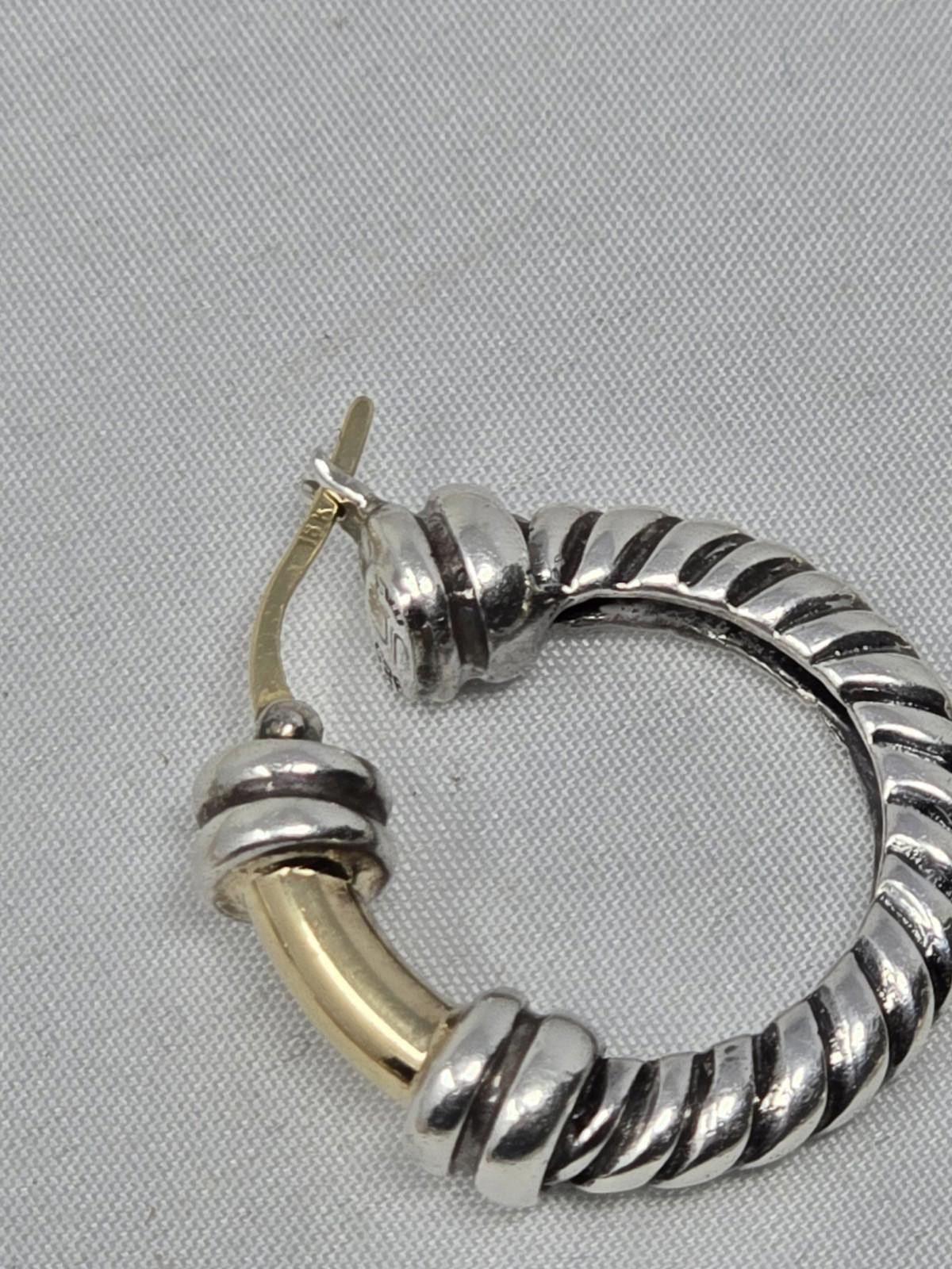 Other 925 Sterling Silver 18K Gold Cable Choker + Huggie Set Size ONE SIZE - 7 Thumbnail