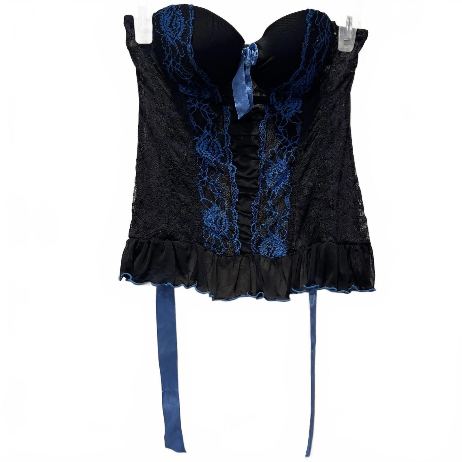 Other Native Intimates Black and Blue Lace Corset Bustier Size ONE SIZE - 1 Thumbnail