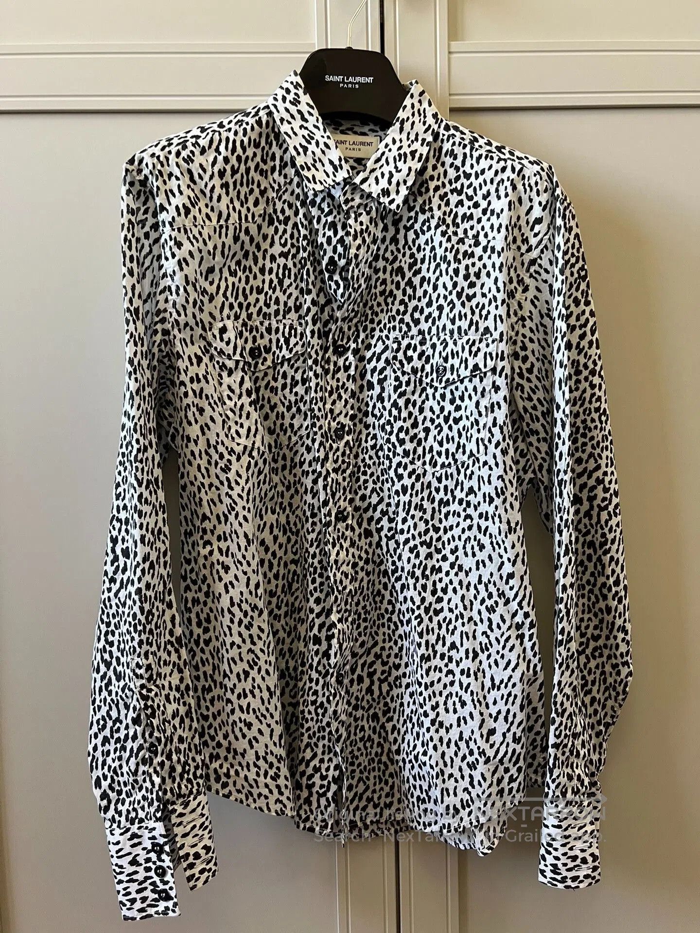 Saint Laurent Paris Saint Laurent White Leopard Print Shirt. Size US M / EU 48-50 / 2 - 1 Thumbnail