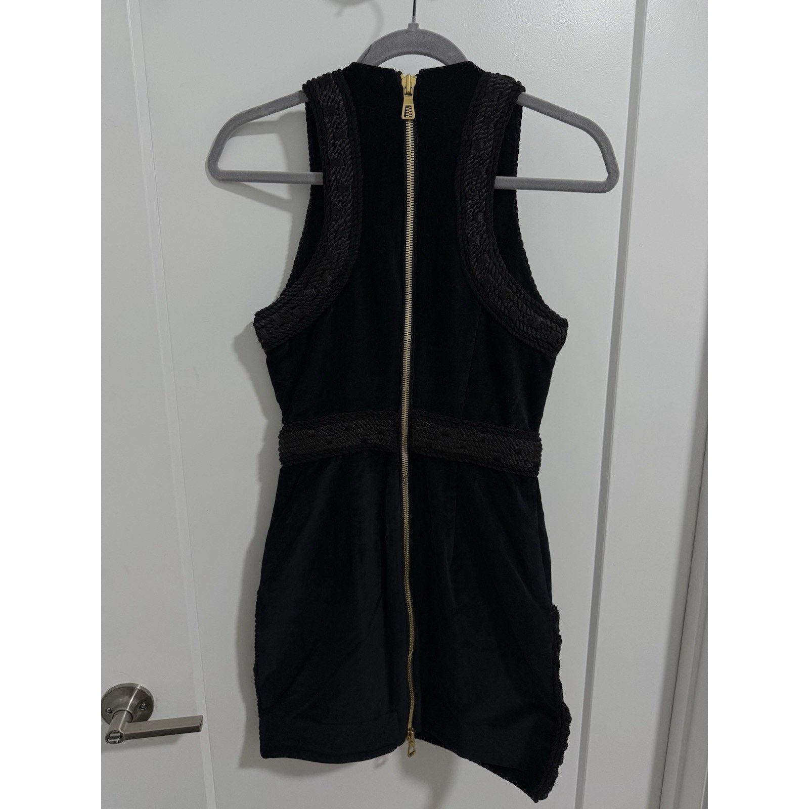 H&M Balmain x H&M Black Rope Embroidered Velvet Mini Dress US 4 Size S / US 4 / IT 40 - 5 Thumbnail