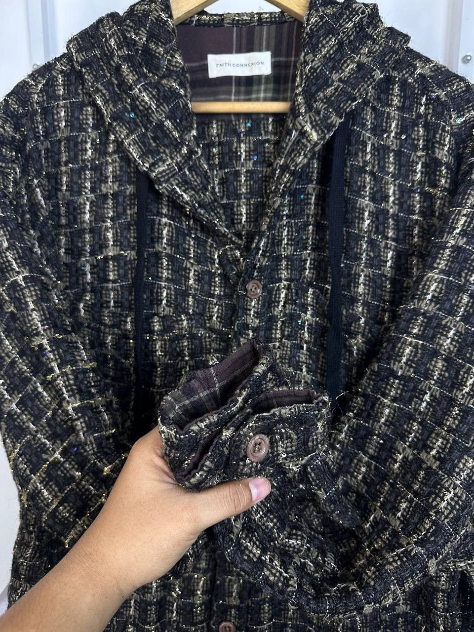 Faith Connexion Faith Connexion Tweed Oversize Hooded Shirt (PIT 22.5) Size S / US 4 / IT 40 - 6 Thumbnail