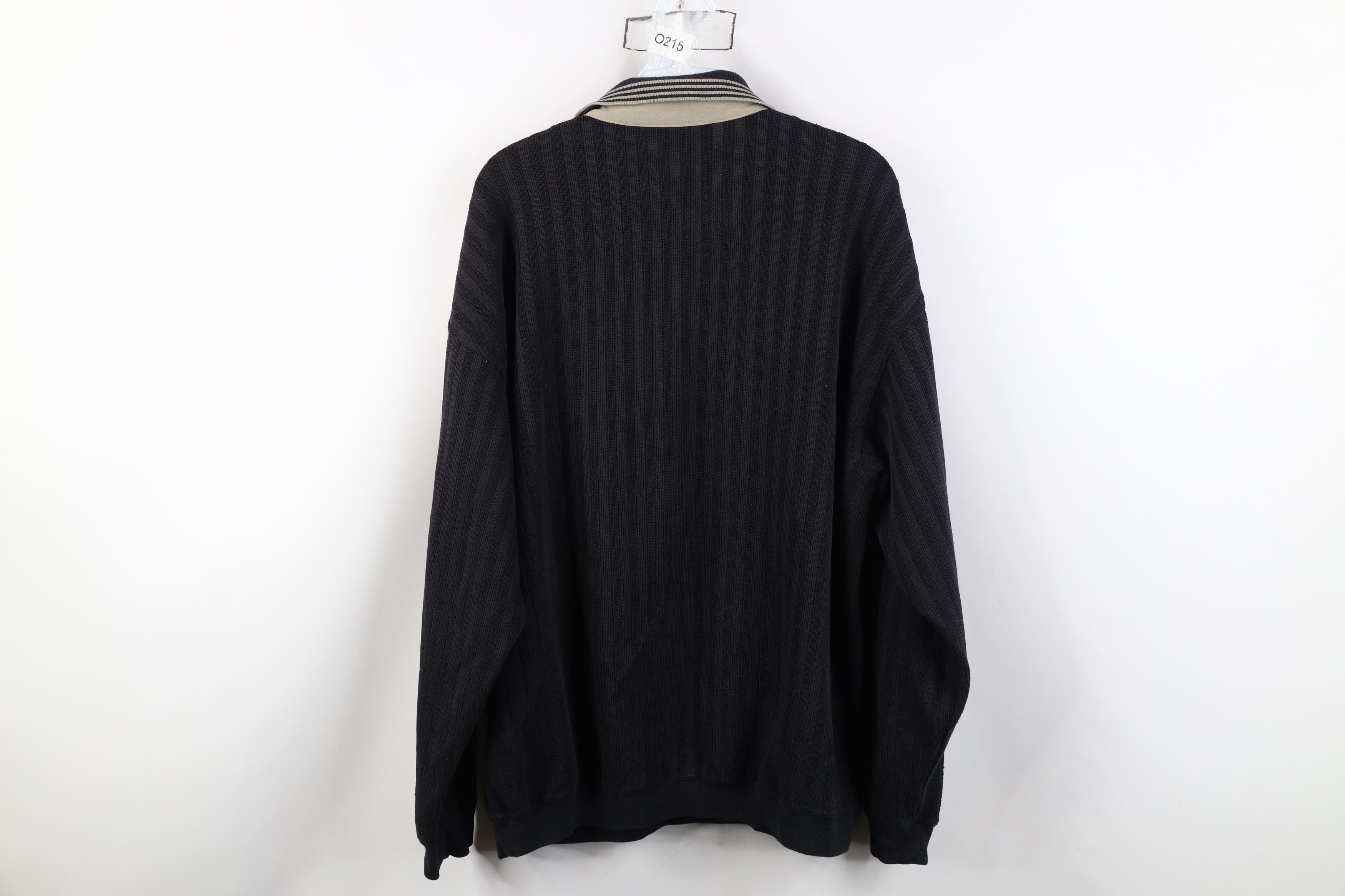 Vintage Vintage 90s Streetwear Ribbed Knit Pullover Polo Shirt Black Size US XL / EU 56 / 4 - 11 Thumbnail