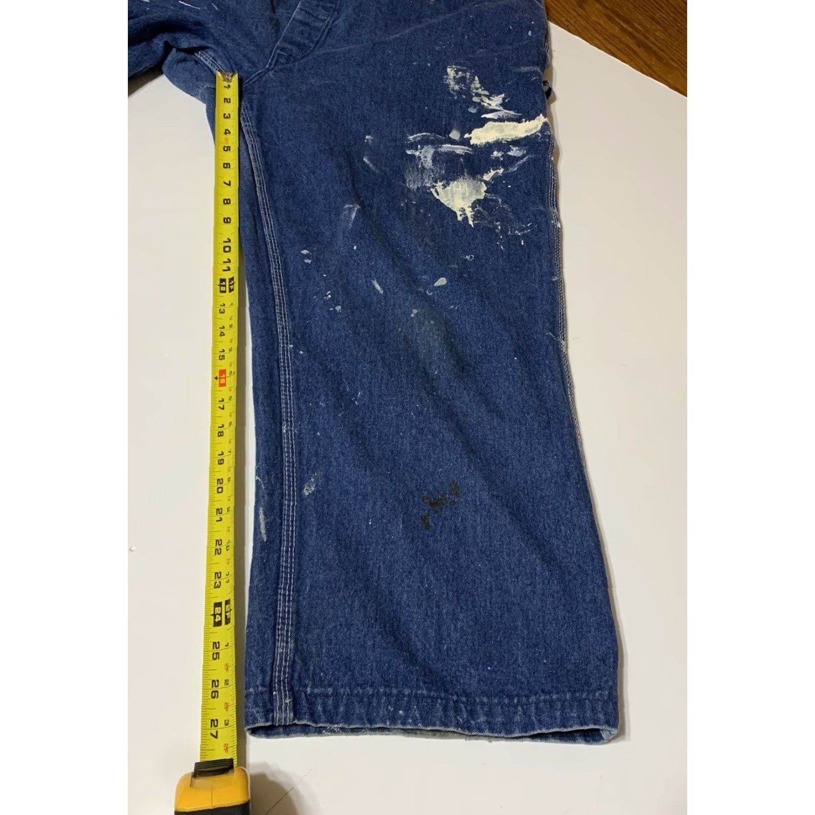Denime VINTAGE Liberty Overalls Denim Blue Distressed Paint Stained Men’s Measures 44x27 Jeans Work Farmer Pockets Size US 44 / EU 60 - 7 Thumbnail