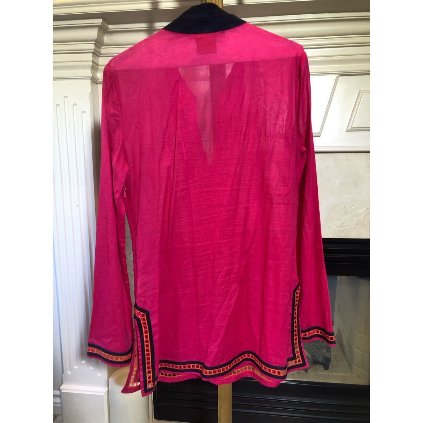 Tory Burch Tory Burch Women’s Pink with Embroidered Trim V Neck Tunic Size M / US 6-8 / IT 42-44 - 2 Thumbnail