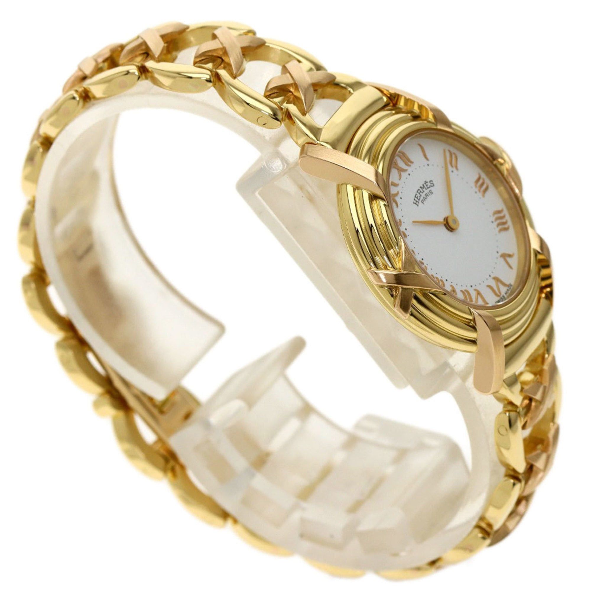 image of Hermes Ru3.270 Ruban Watch K18 Yellow Gold K18Ygxk18Pg Women's in Black