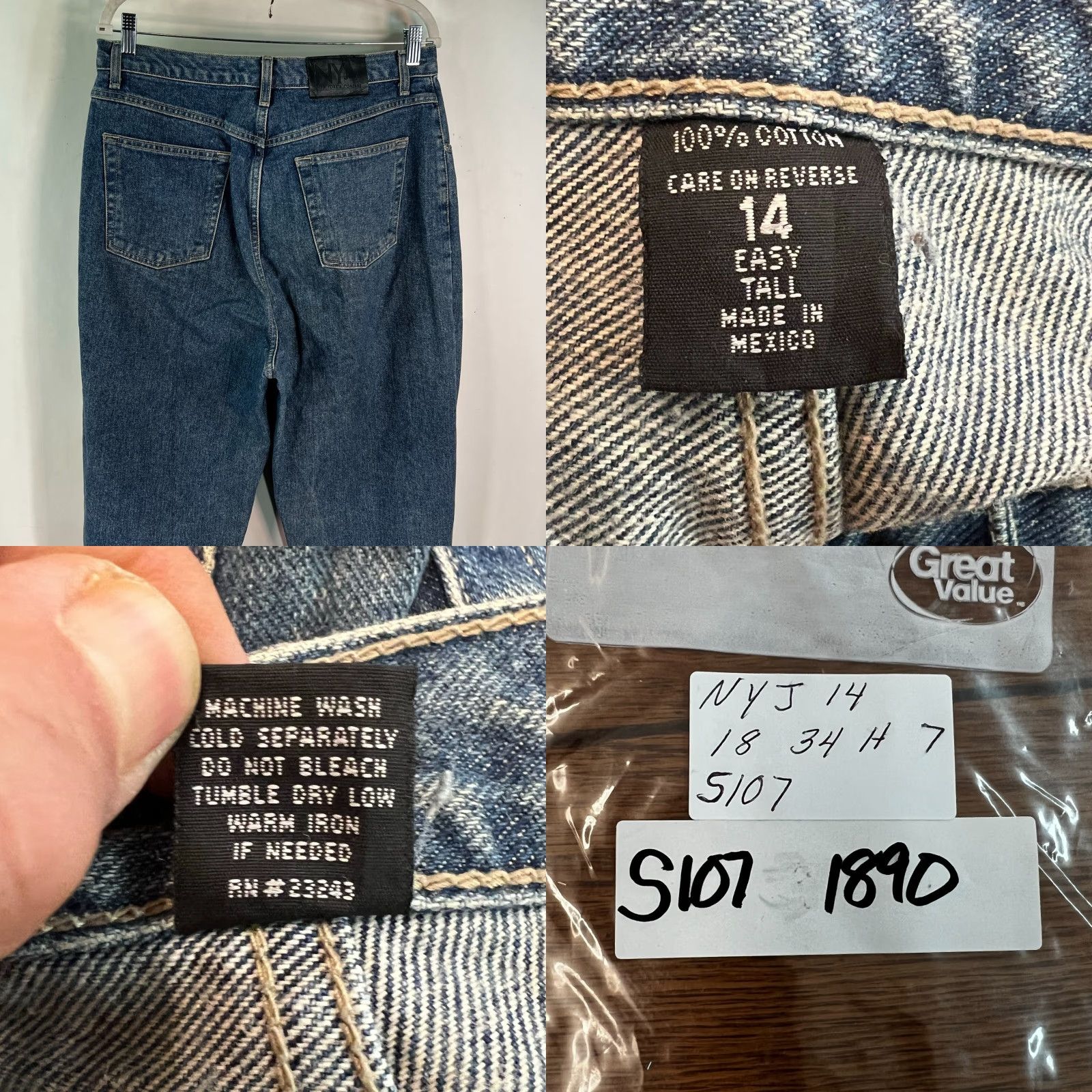 Vintage VINTAGE NY Jeans Straight Leg Denim Jeans Womens Size 14 High Rise Stretch Blue 36x34 Size 36" / US 14 / IT 50 - 8 Thumbnail
