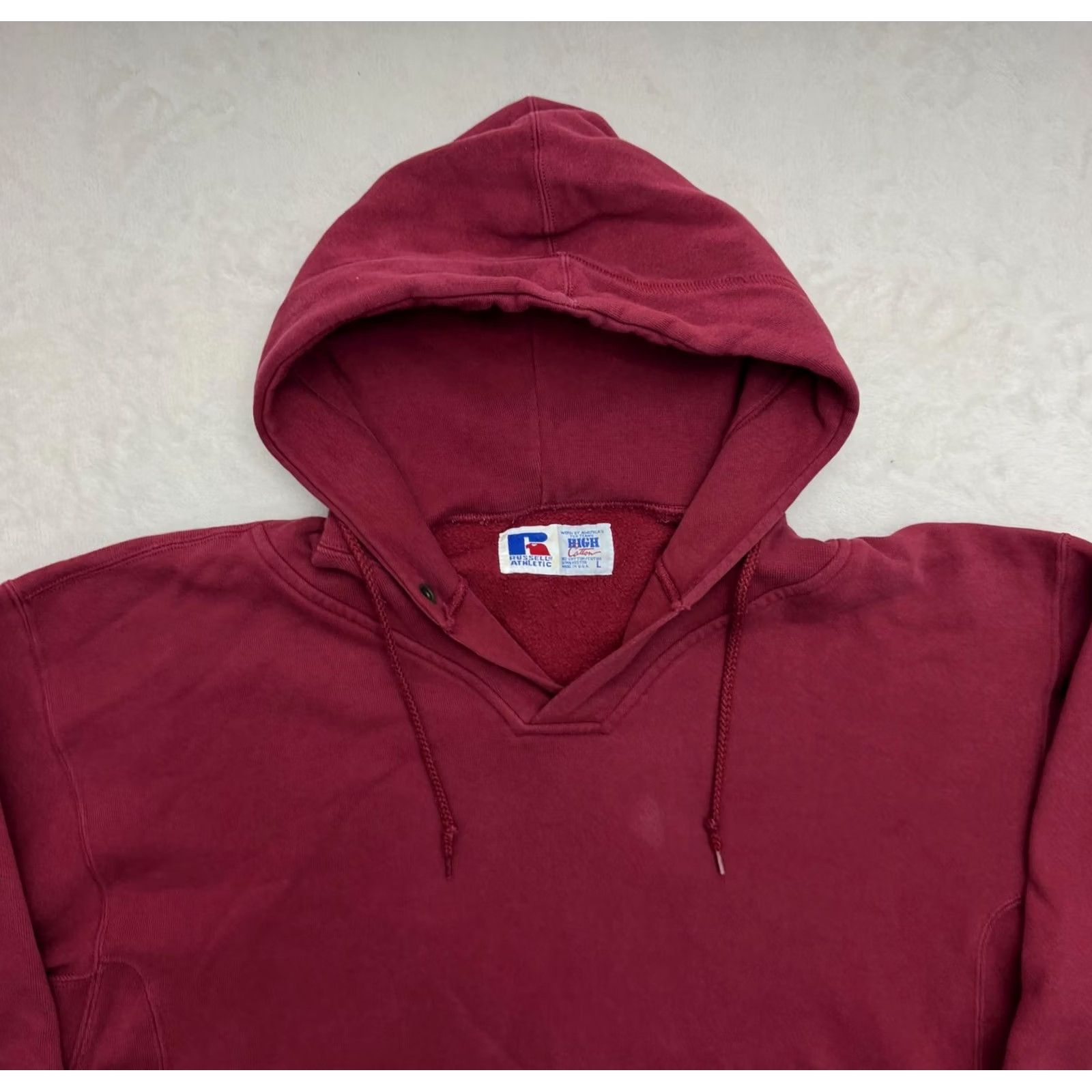Russell Athletic VINTAGE Russell Athletic Hoodie Mens Large Red Pullover Fleece Pocket Logo Size US L / EU 52-54 / 3 - 2 Thumbnail