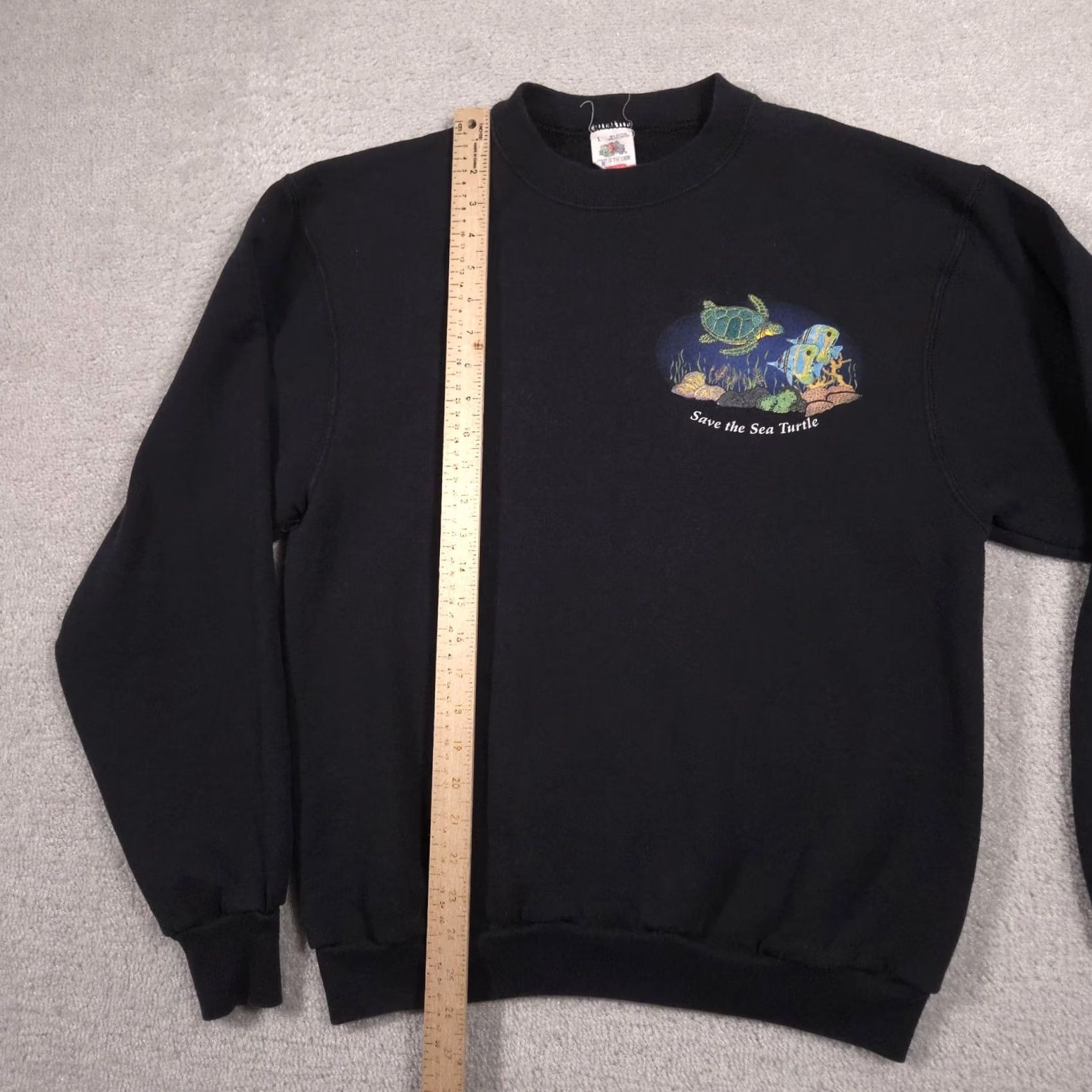 Fruit Of The Loom VINTAGE Fruit of the Loom Sweatshirt Mens L Black Sea Turtle Graphic 90s Size US L / EU 52-54 / 3 - 6 Thumbnail