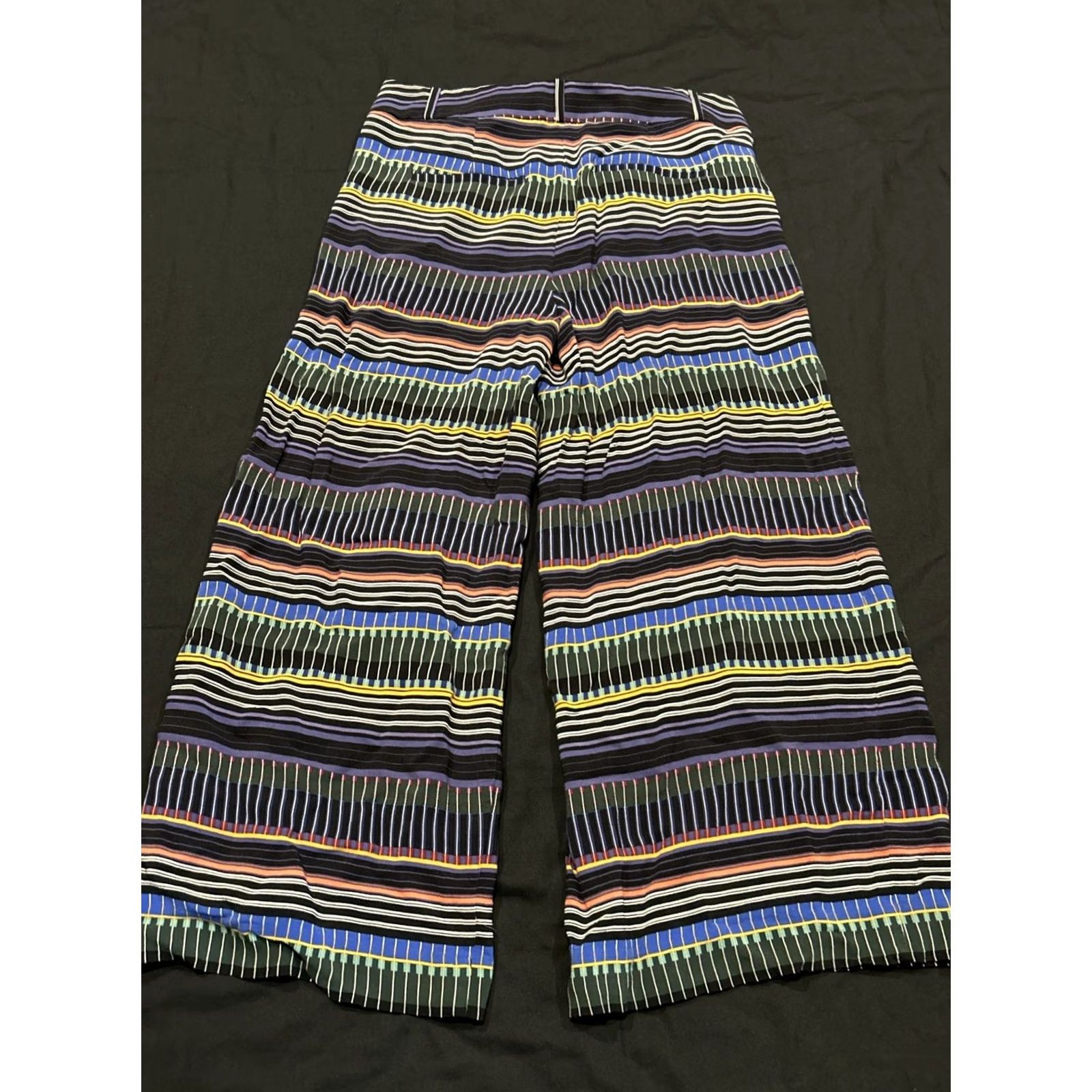 Loft LOFT Wide Leg Crop Pants Striped Multicolor Rayon Crepe Casual Workwear Pants Women Size 4 Regular Inseam 24 in Size 27" / US 4 / IT 40 - 4 Thumbnail
