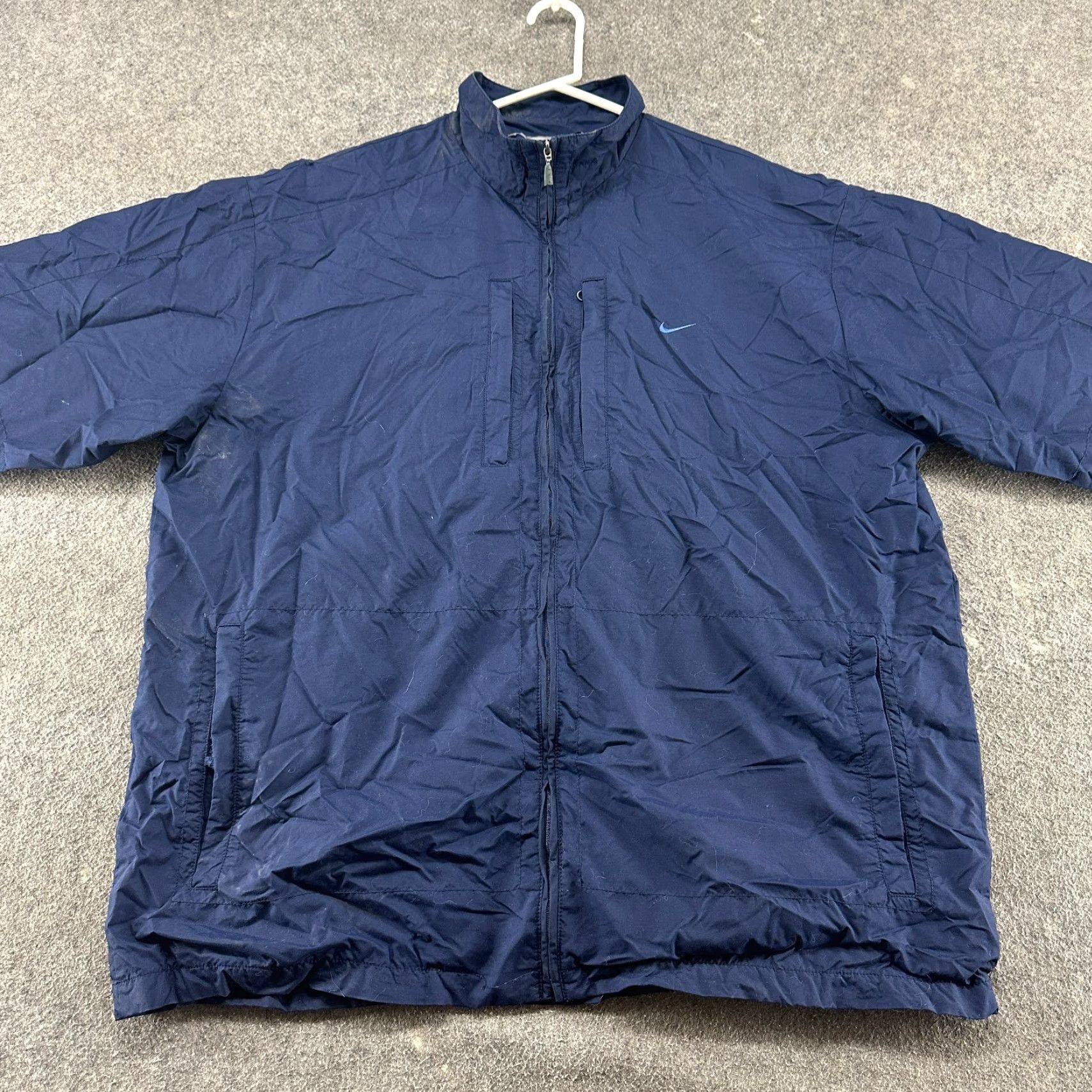 Nike VINTAGE Nike Windbreaker Jacket Men 2XL Blue Navy Full Zip Swoosh Logo Nylon Size US XXL / EU 58 / 5 - 3 Thumbnail