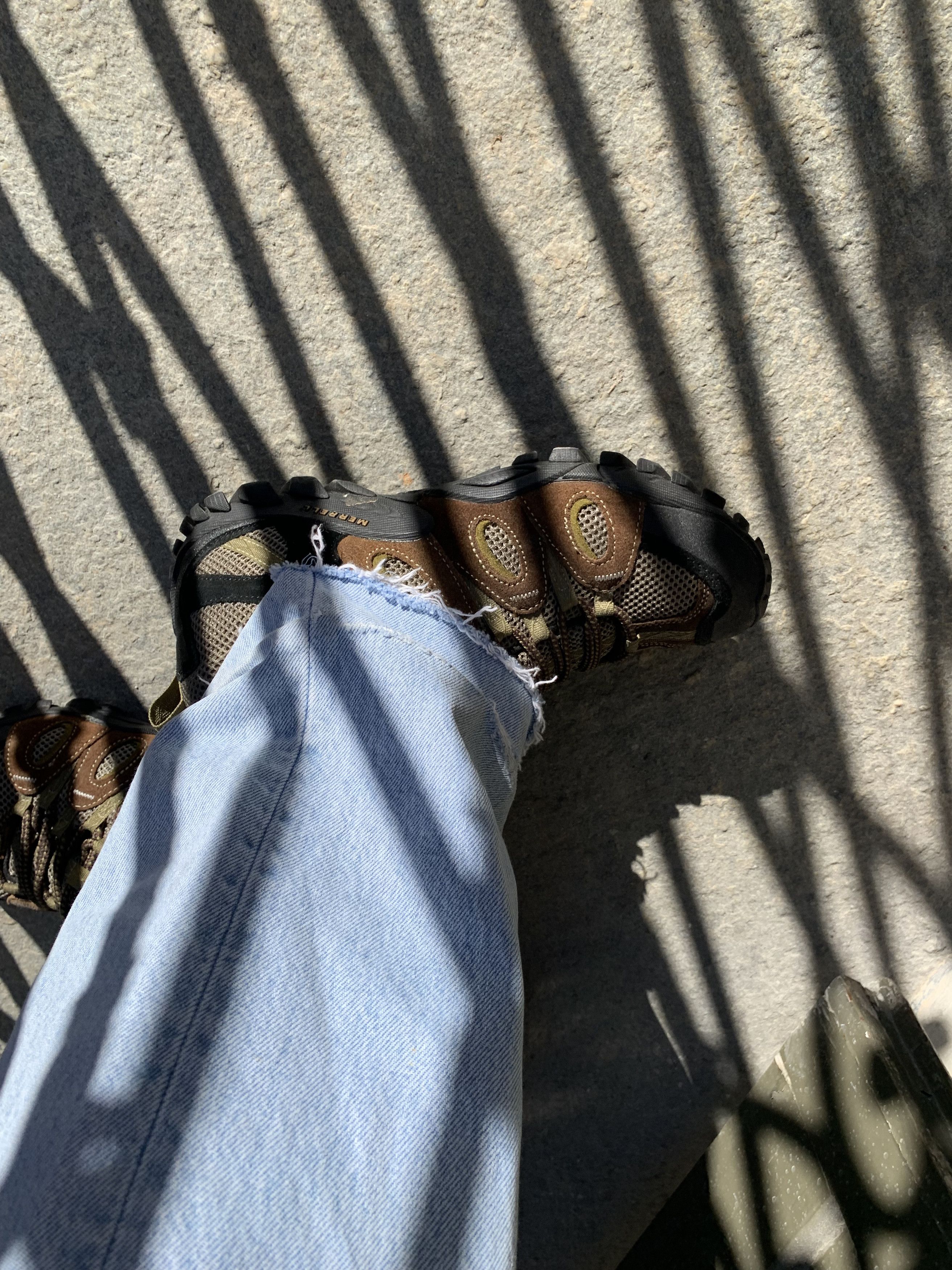 image of Merrell Trekking Shoes in Cachi/Green/Brown, Men's (Size 8.5)