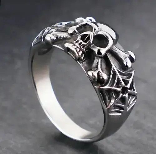 VIBE Gothic Steel Skull Rings Size ONE SIZE - 1 Thumbnail