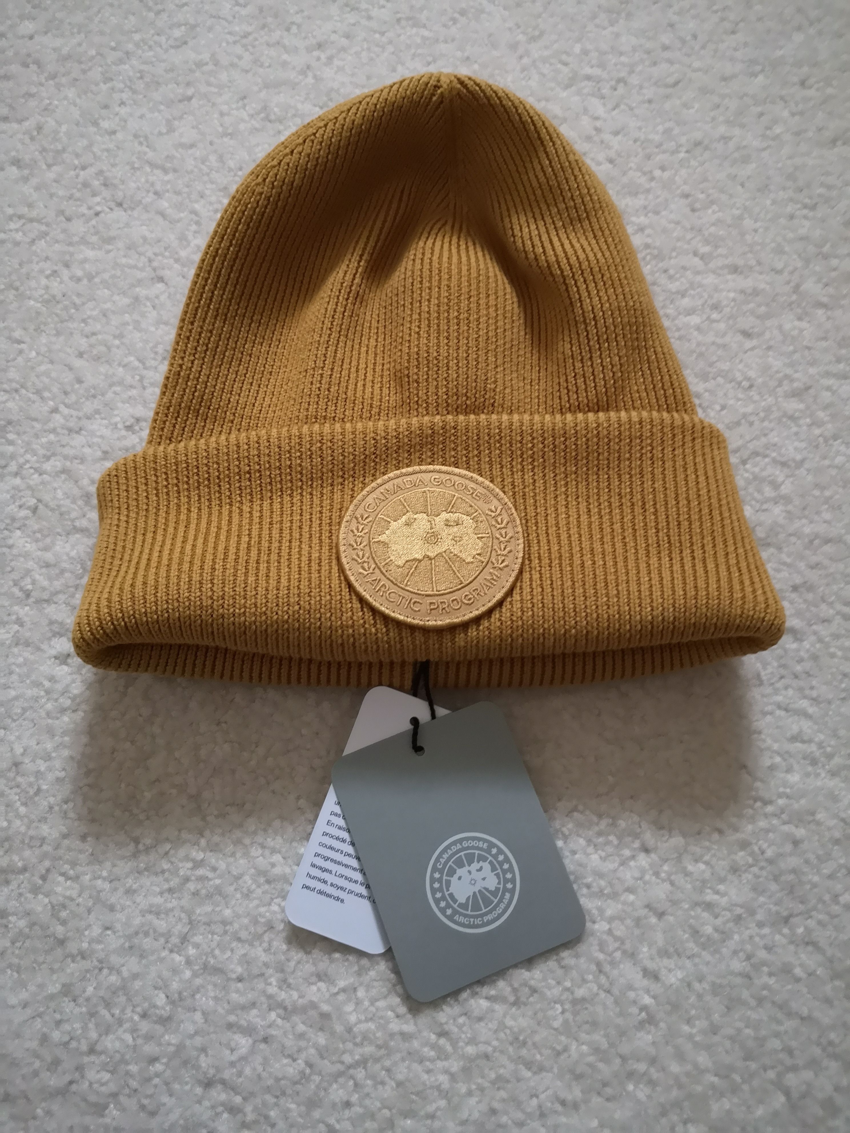 image of Canada Goose Arctic Merino Wool Toque/beanie, Emblem Gold in Mustard, Men's