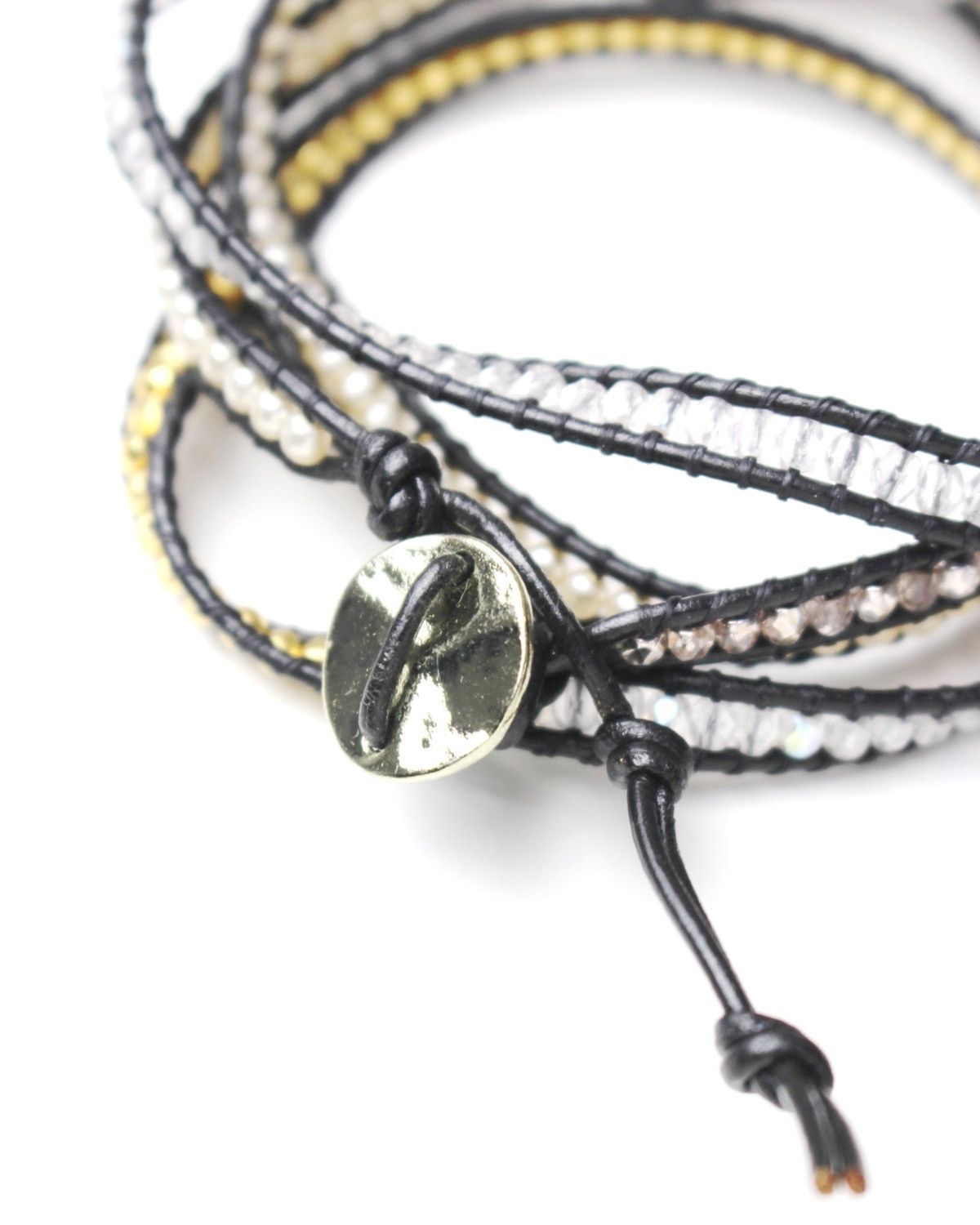 Japanese Brand 2000S JAPANESE MADE MULTI-STONE WRAP BRACELET LEATHER CORD Size ONE SIZE - 4 Thumbnail
