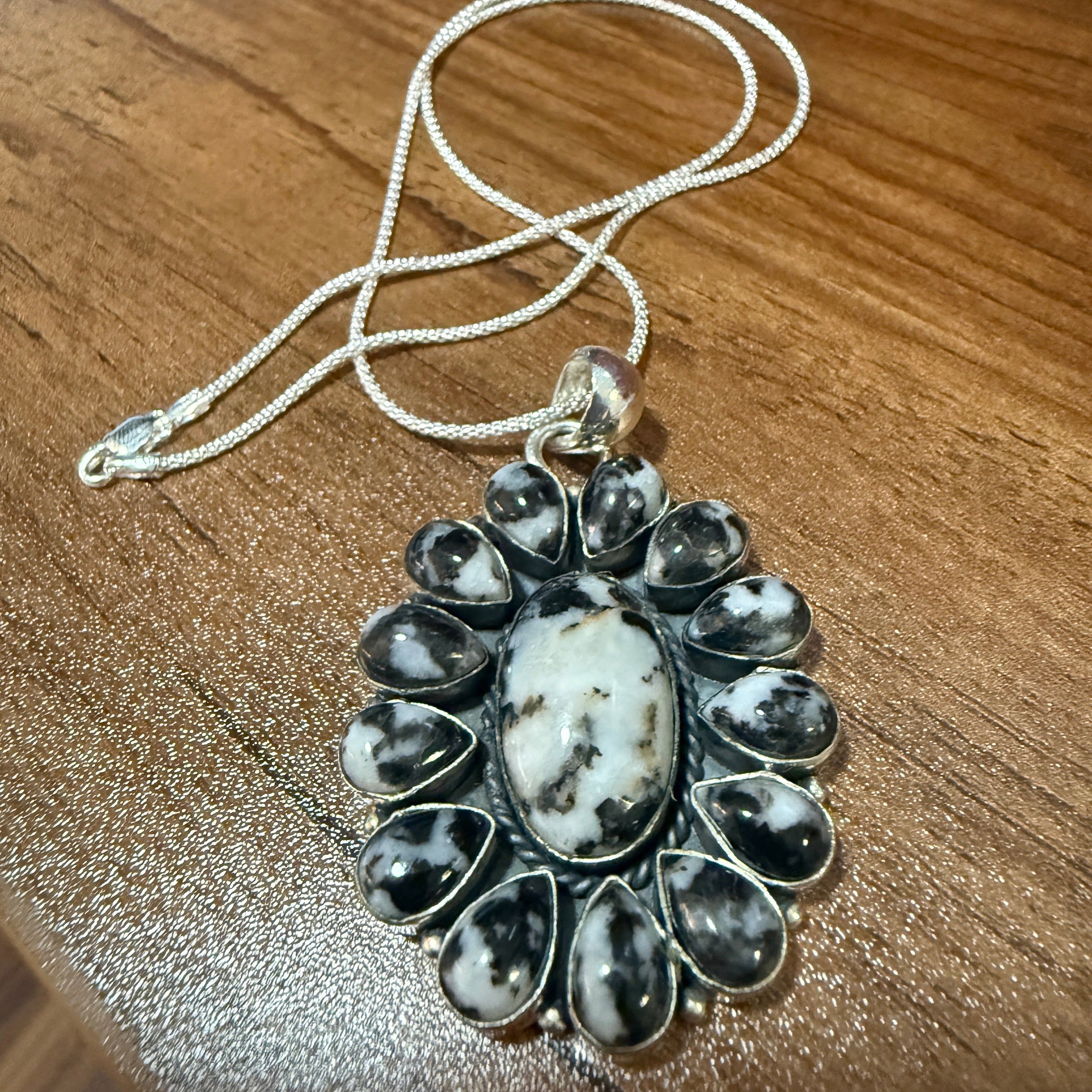 Other White Buffalo Dahlia Turquoise Gemstone Navajo Pendant Size ONE SIZE - 7 Thumbnail