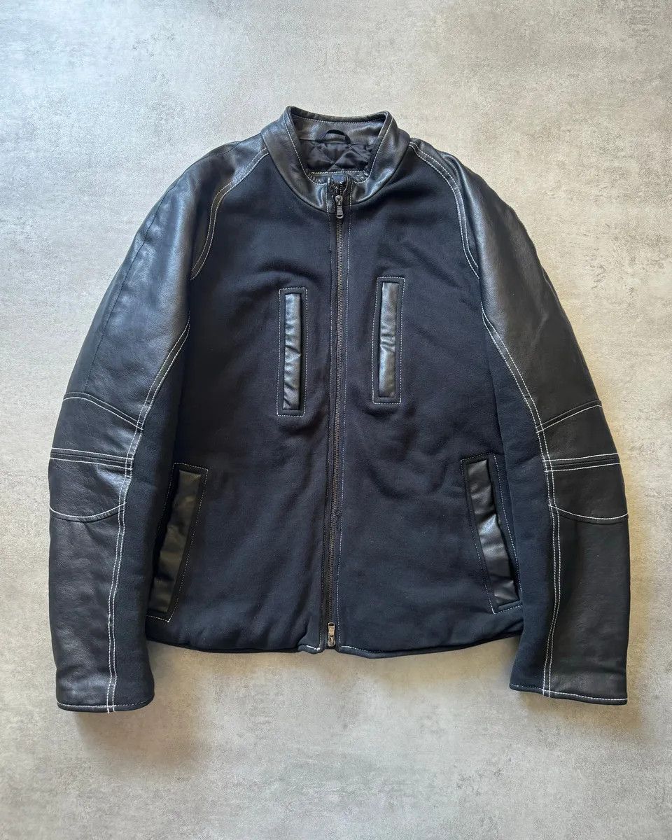 Armani 2000s Armani Black Hybrid Relaxed Cozy Leather Jacket Size US L / EU 52-54 / 3 - 1 Thumbnail