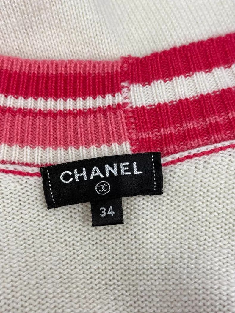 Chanel Chanel White and pink color block striped cashmere knitted Size XXS / US 00 / IT 34 - 4 Thumbnail