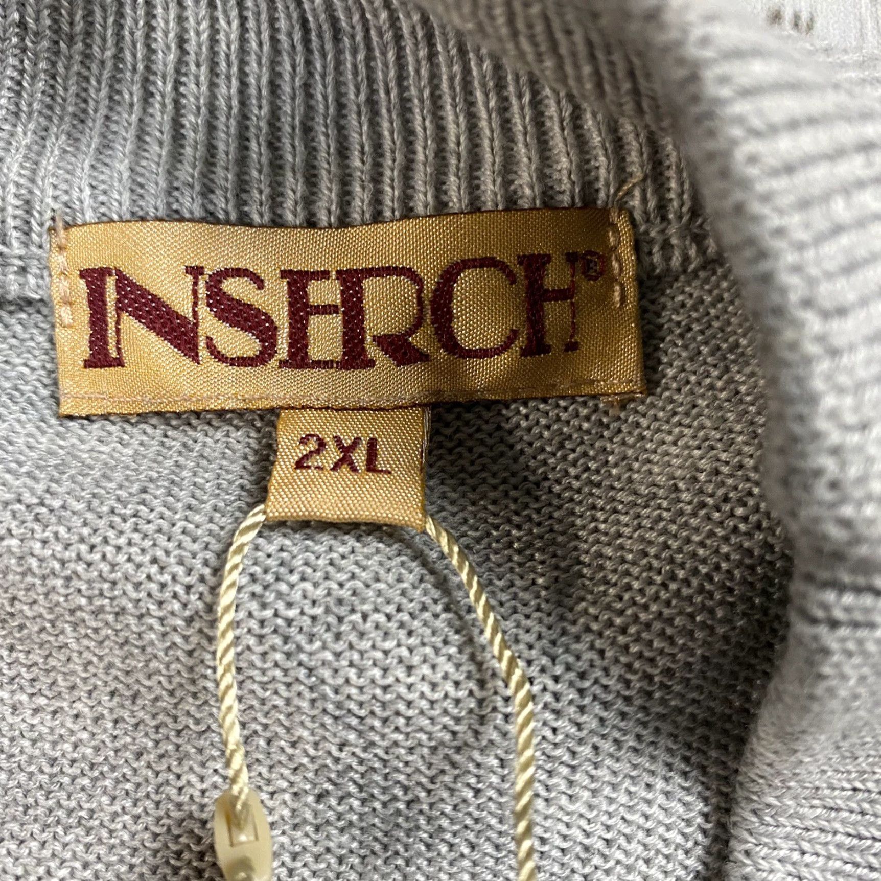 Vintage INSERCH ACRYLIC MOCK NECK SWEATER 2XL GREY MELANGE COLLEGE DESIGNER MENS Size US XXL / EU 58 / 5 - 3 Thumbnail
