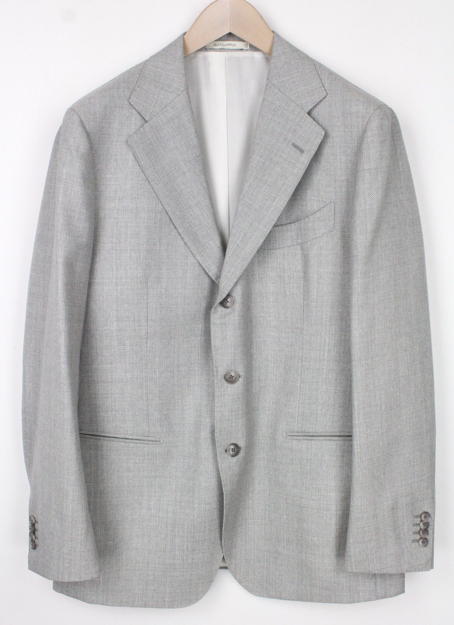 Suitsupply HAVANA JETTED UK44R Grey 2-Piece Slim Melange Wool 72262 Size 44R - 4 Thumbnail