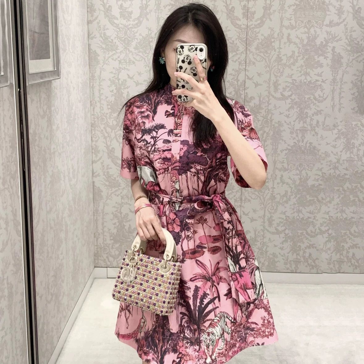 Christian Dior Monsieur Dior apr694 Jungle Floral short sleeve shirt dress 34 cotton Size XS / US 0-2 / IT 36-38 - 5 Thumbnail