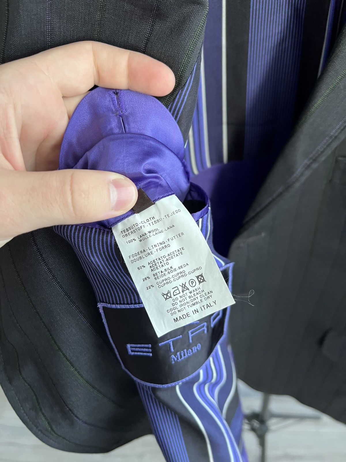Etro Vintage Etro Milano Striped Blazer Classic Suit Wool Size 58 Size 50R - 14 Thumbnail
