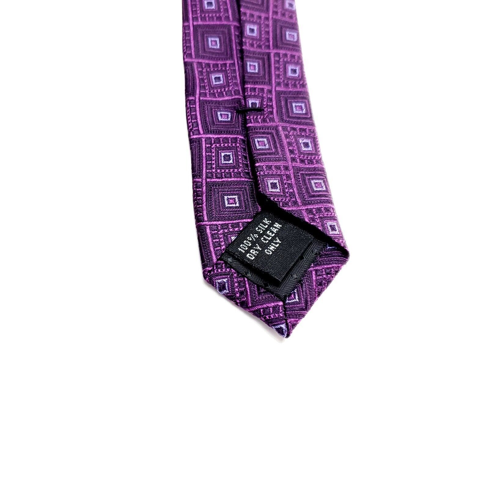 Pierre Cardin Pierre Cardin Silk Tie Woven Purple Geometric Size ONE SIZE - 4 Thumbnail