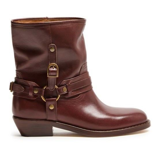 ISABEL MARANT Ildred Brown Leather 35mm Heel Ankle Boots New