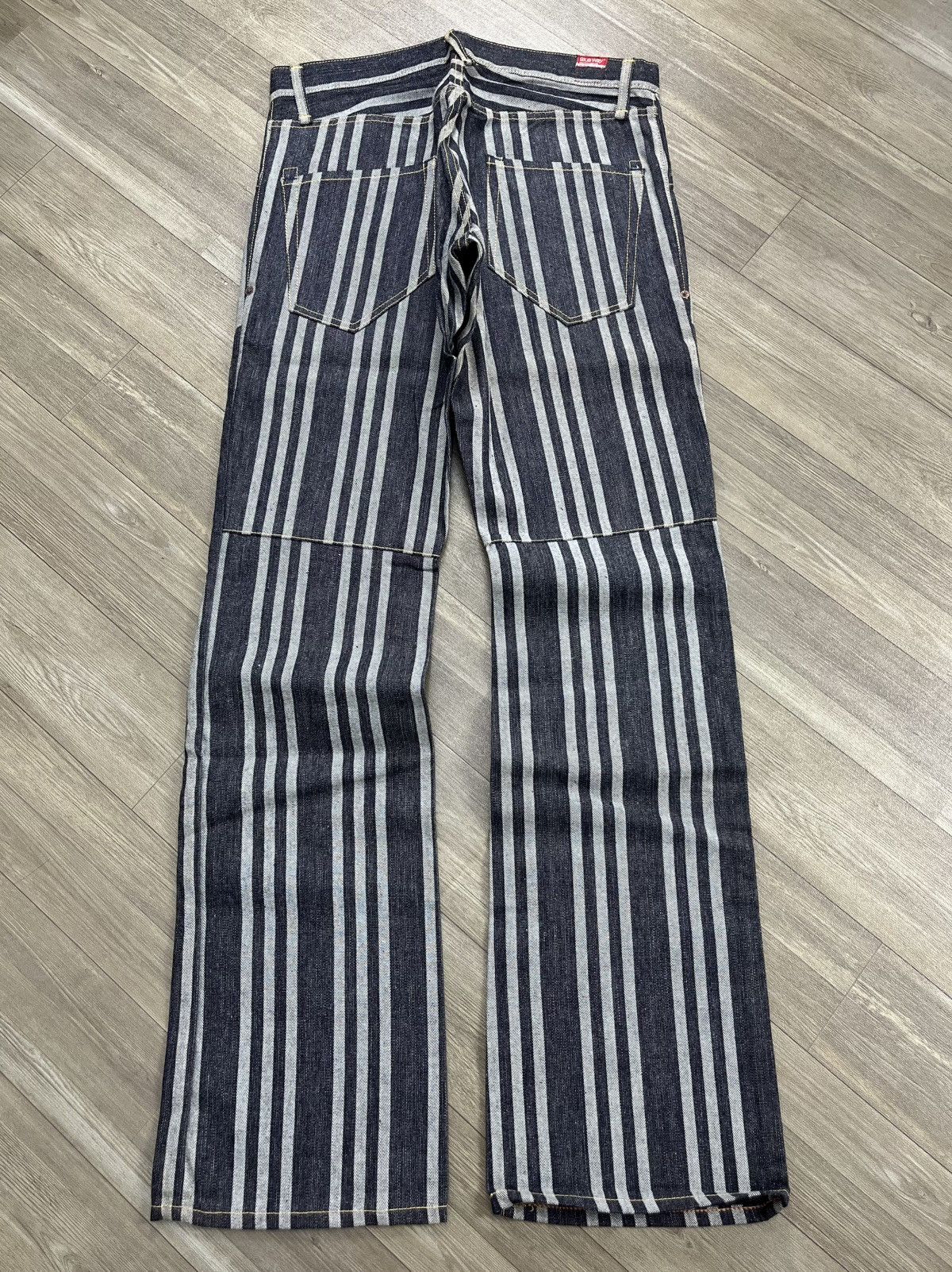 Japanese Brand Vintage Blue Way Japan Striped Indigo Denim Flared Jeans Size US 33 - 17 Thumbnail