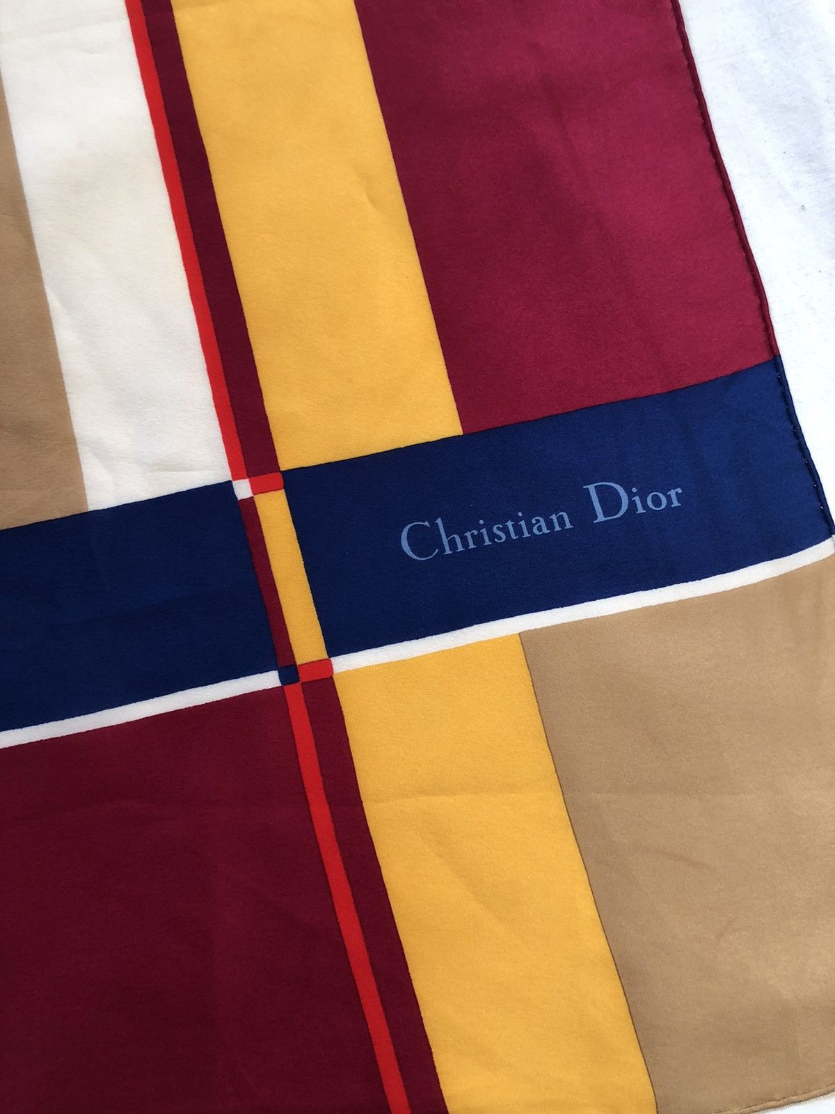 SikSilk × Vintage Christian Dior logo blue red geometric scarf Size ONE SIZE - 2 Thumbnail