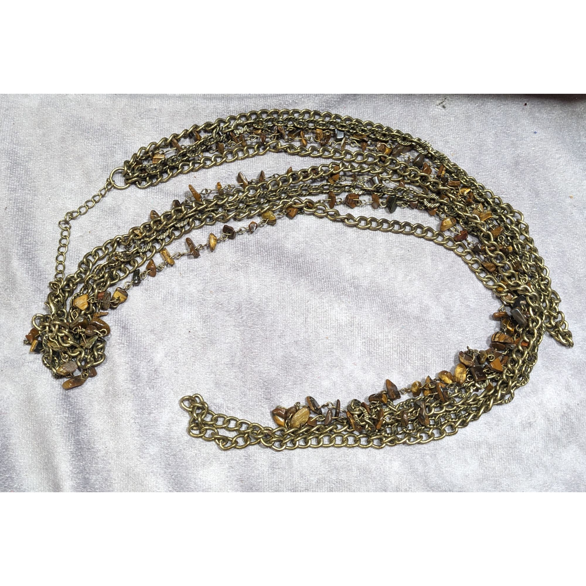 Other Multilayer Tiger Eye Chip Antiqued Gold Tone Chain Necklace Size ONE SIZE - 8 Thumbnail