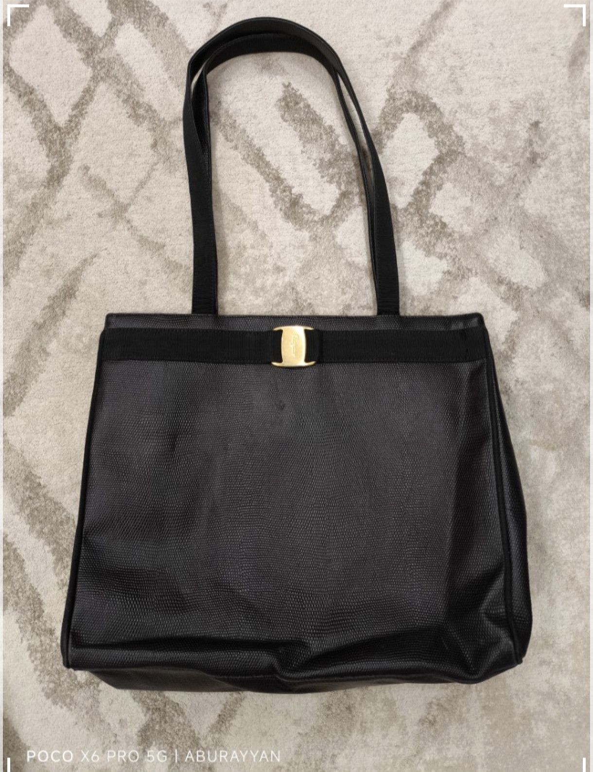 Salvatore Ferragamo Ferragamo Black Vara Leather Tote Bag