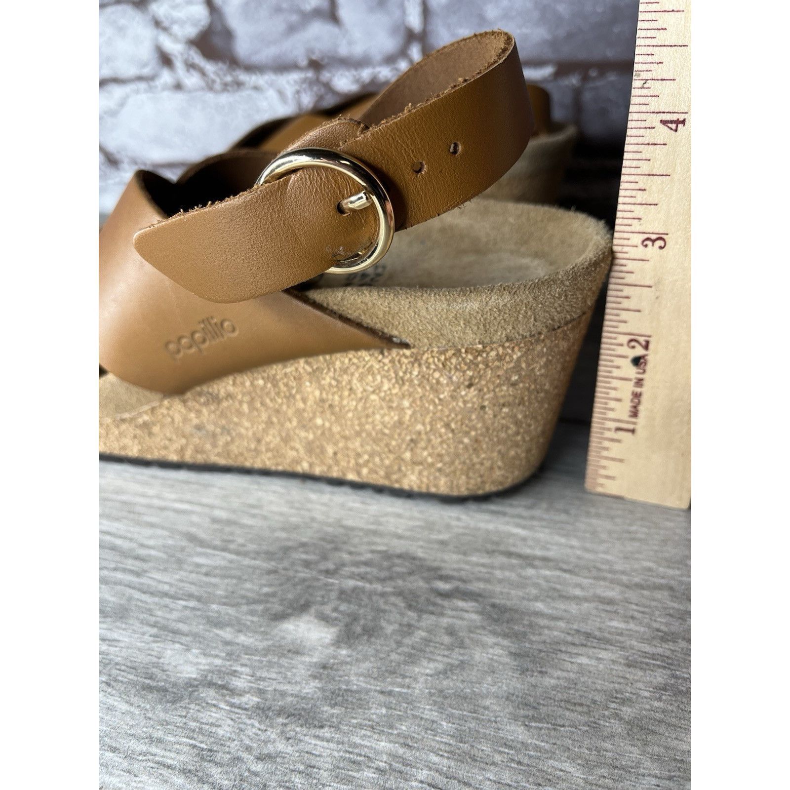 Birkenstock Birkenstock Papillio Samira Ginger Brown Leather Cork Wedges Size US 6.5 / IT 36.5 - 19 Thumbnail