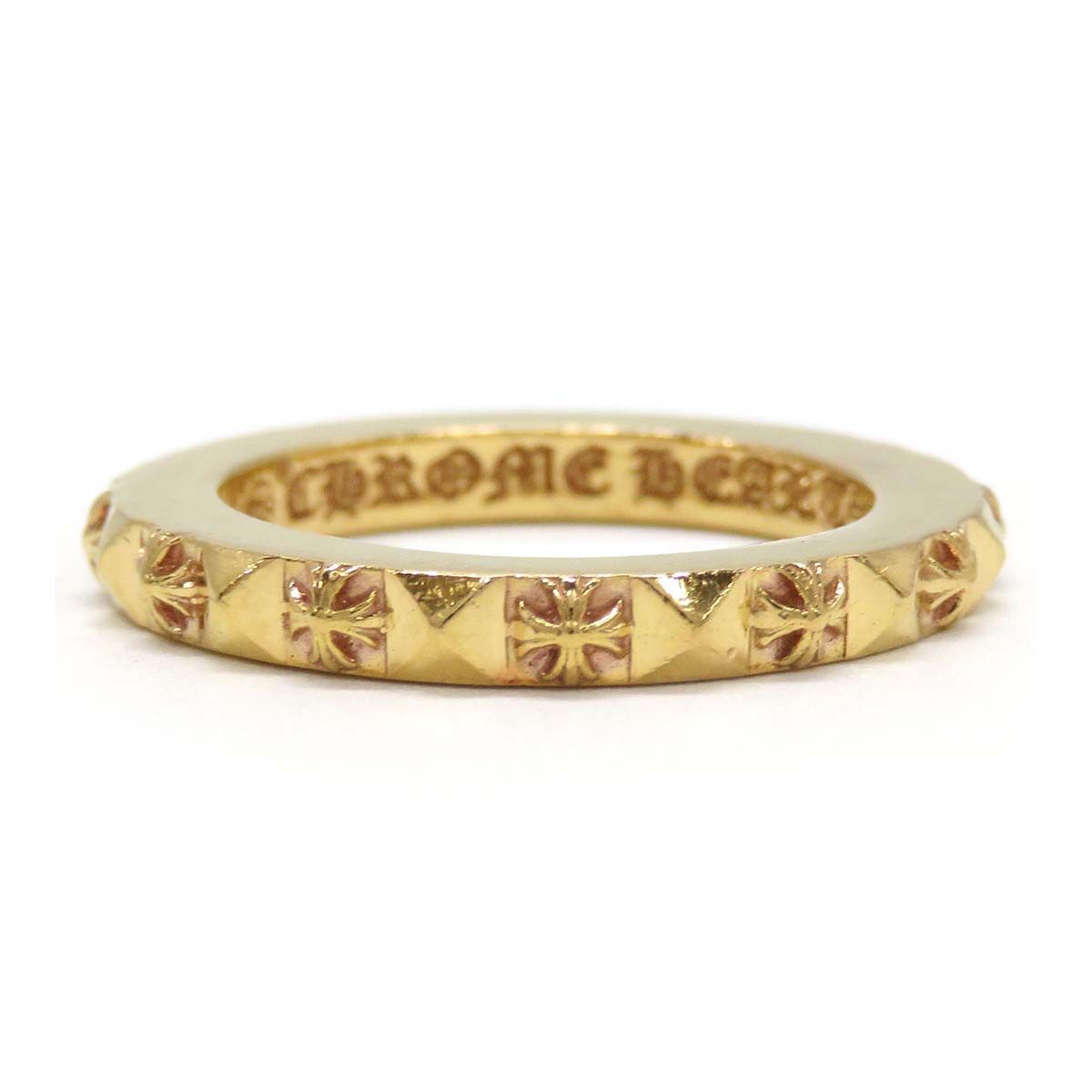 image of Chrome Hearts 22K Pyramid Plus Ring - Size 6 in Gold, Men's