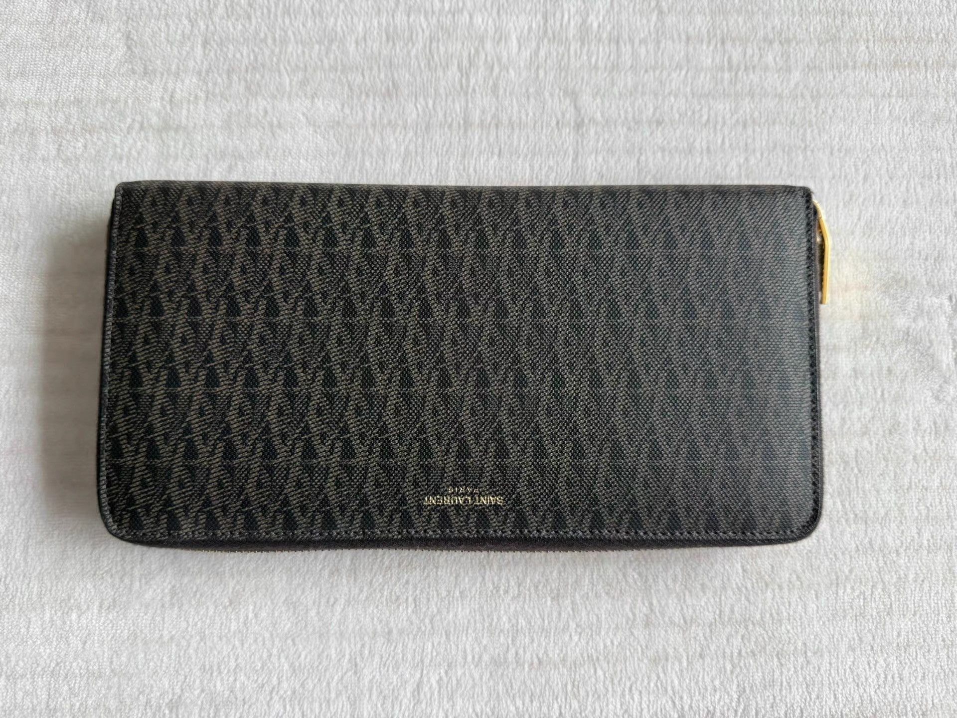 Saint Laurent Paris Black Patterned Zip-Around Wallet Size ONE SIZE - 1 Thumbnail